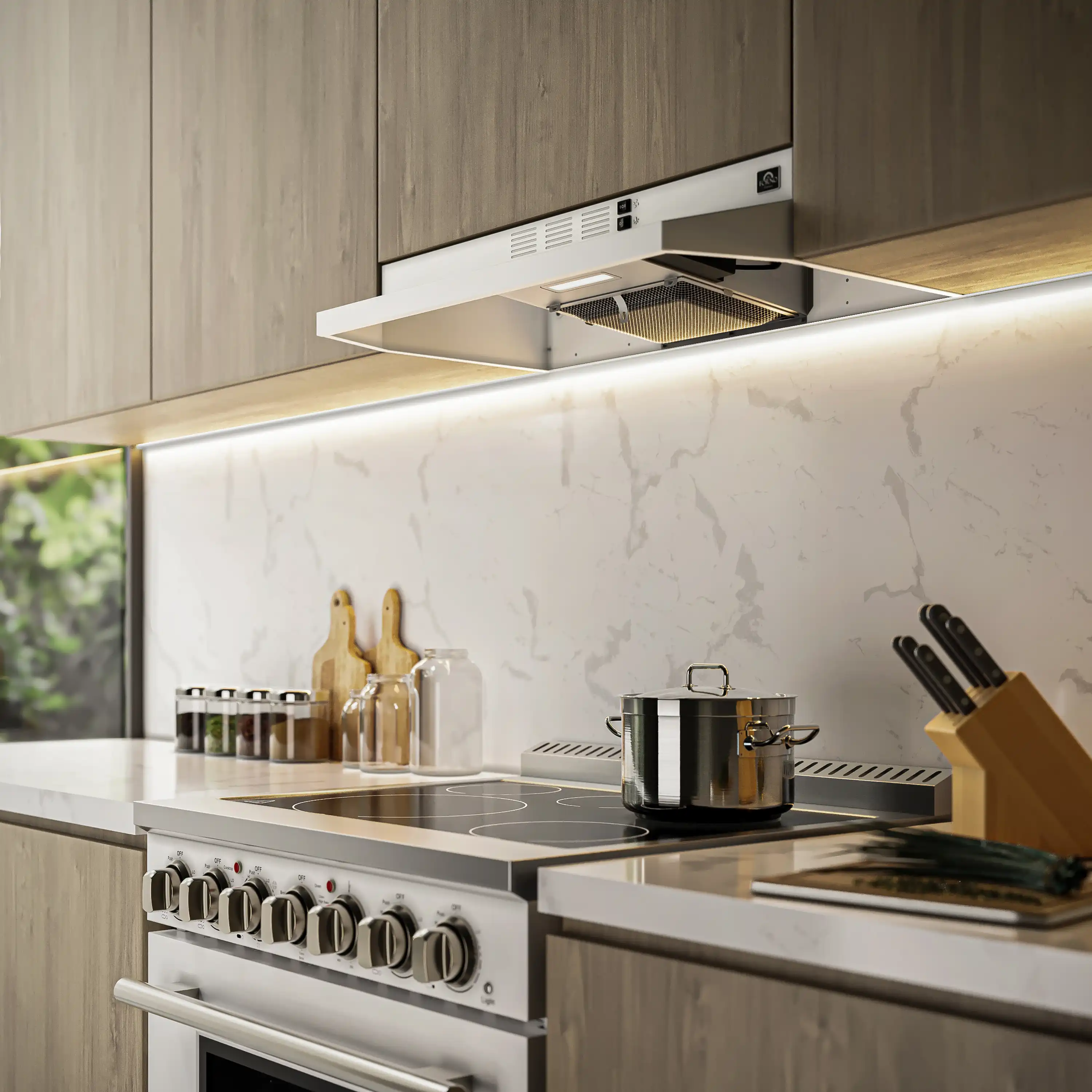 Forno Cappa 30-Inch 200 CFM Under Cabinet Range Hood in White (FRHUC5200-30WHT) - Image 2