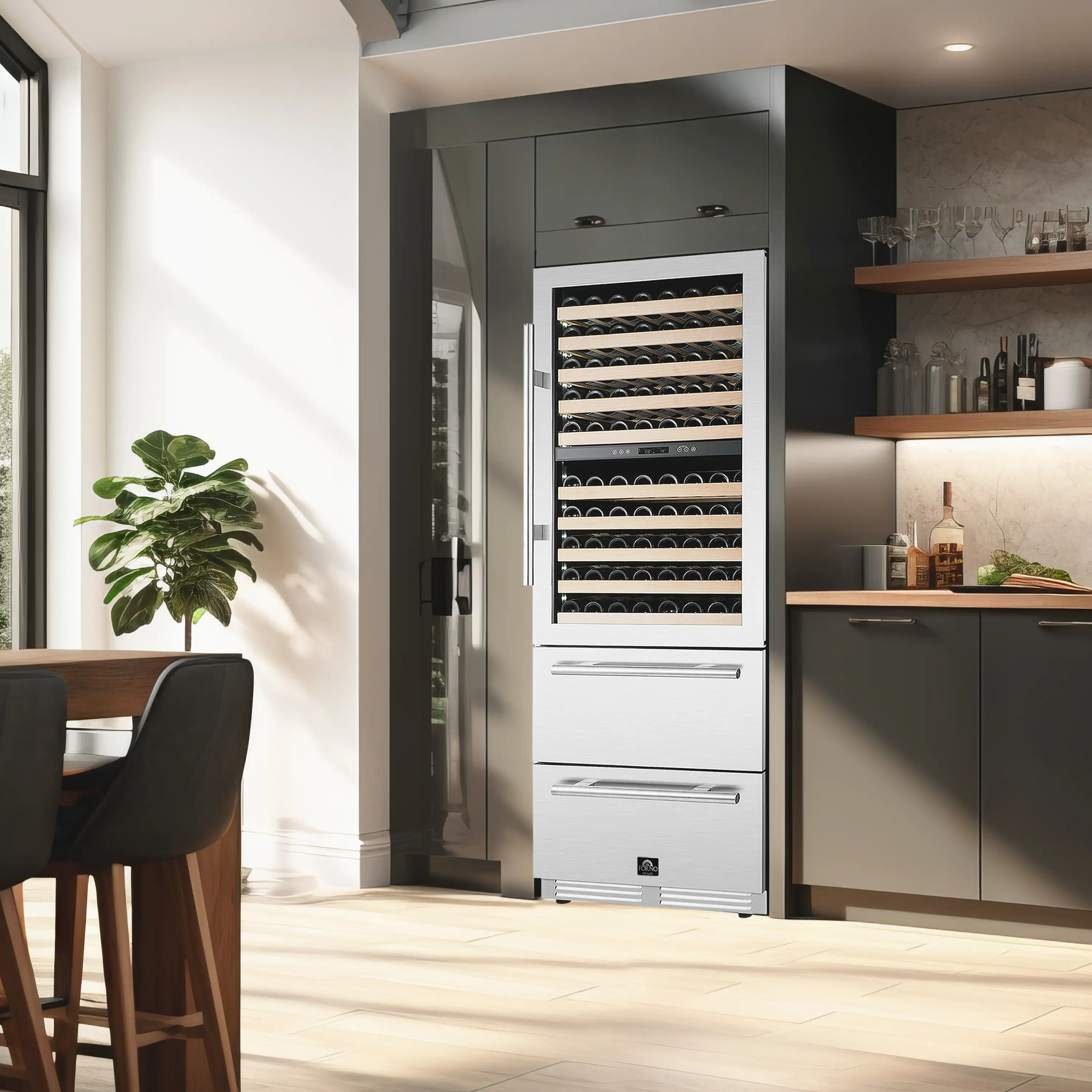 Forno Celano 30-Inch 21.3 Cu.ft Dual Zone Wine Cellar & Beverage Cooler (FWCDR6697-30S) - Image 3