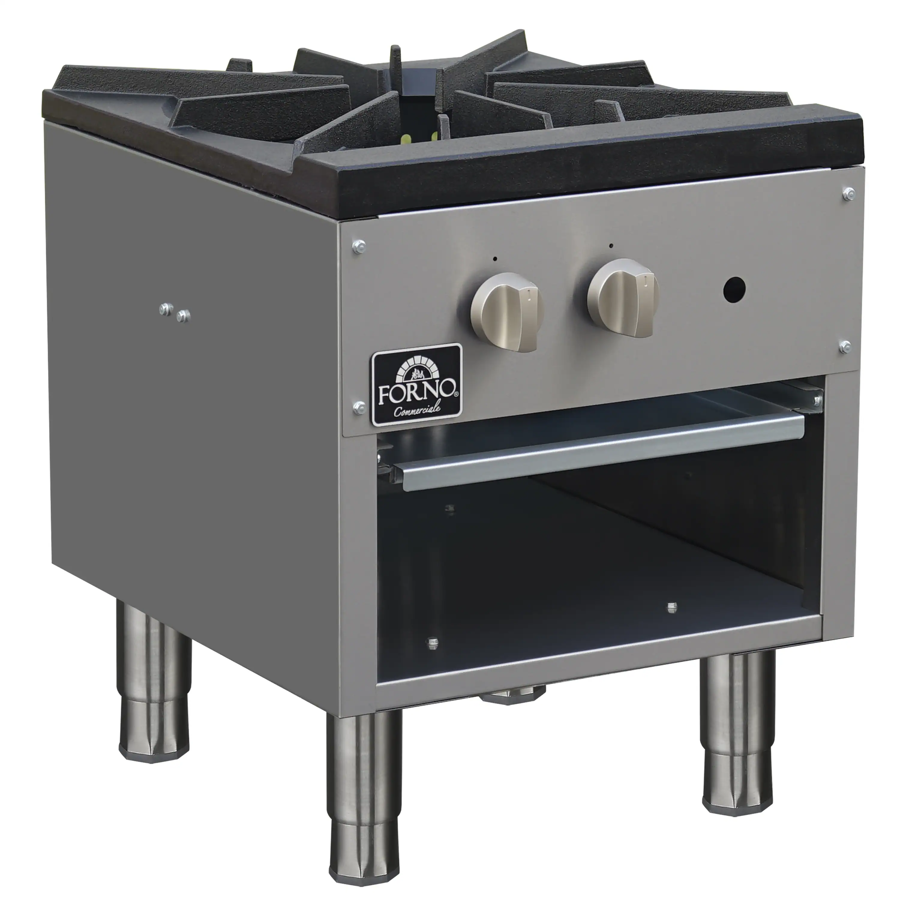 Forno Commerciale 18-Inch Gas Stock Pot Range with 1 Powerful 3-Ring Burner, 80,000 BTU in Durable Stainless Steel and Heavy-Duty Cast Iron Grate (FCMSP0089-18) - Image 4