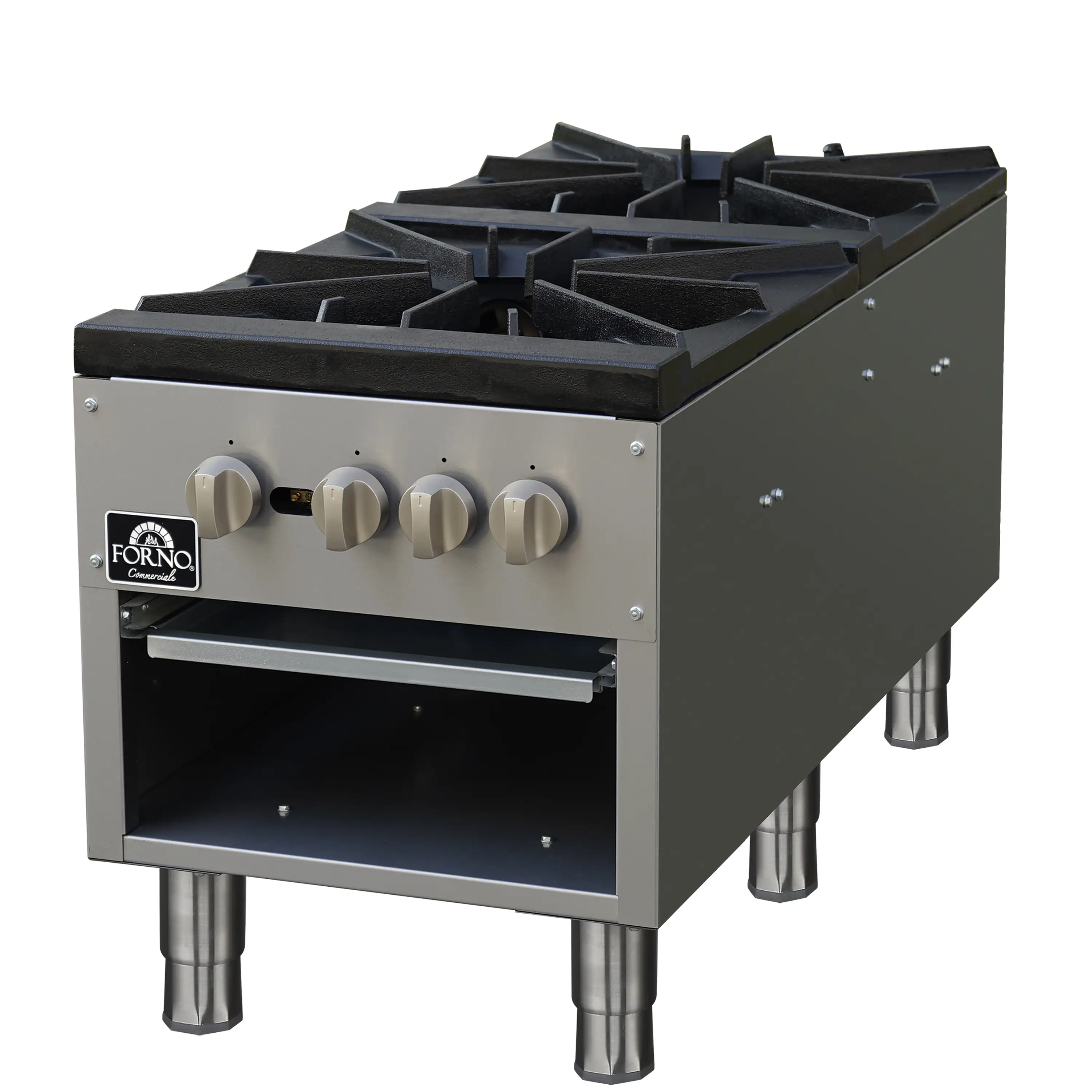 Forno Commerciale 18-Inch Gas Stock Pot Range with 2 Powerful 3-Ring Burners, 160,000 BTU in Durable Stainless Steel and Heavy-Duty Cast Iron Grates (FCMSP0094-18) - Image 6