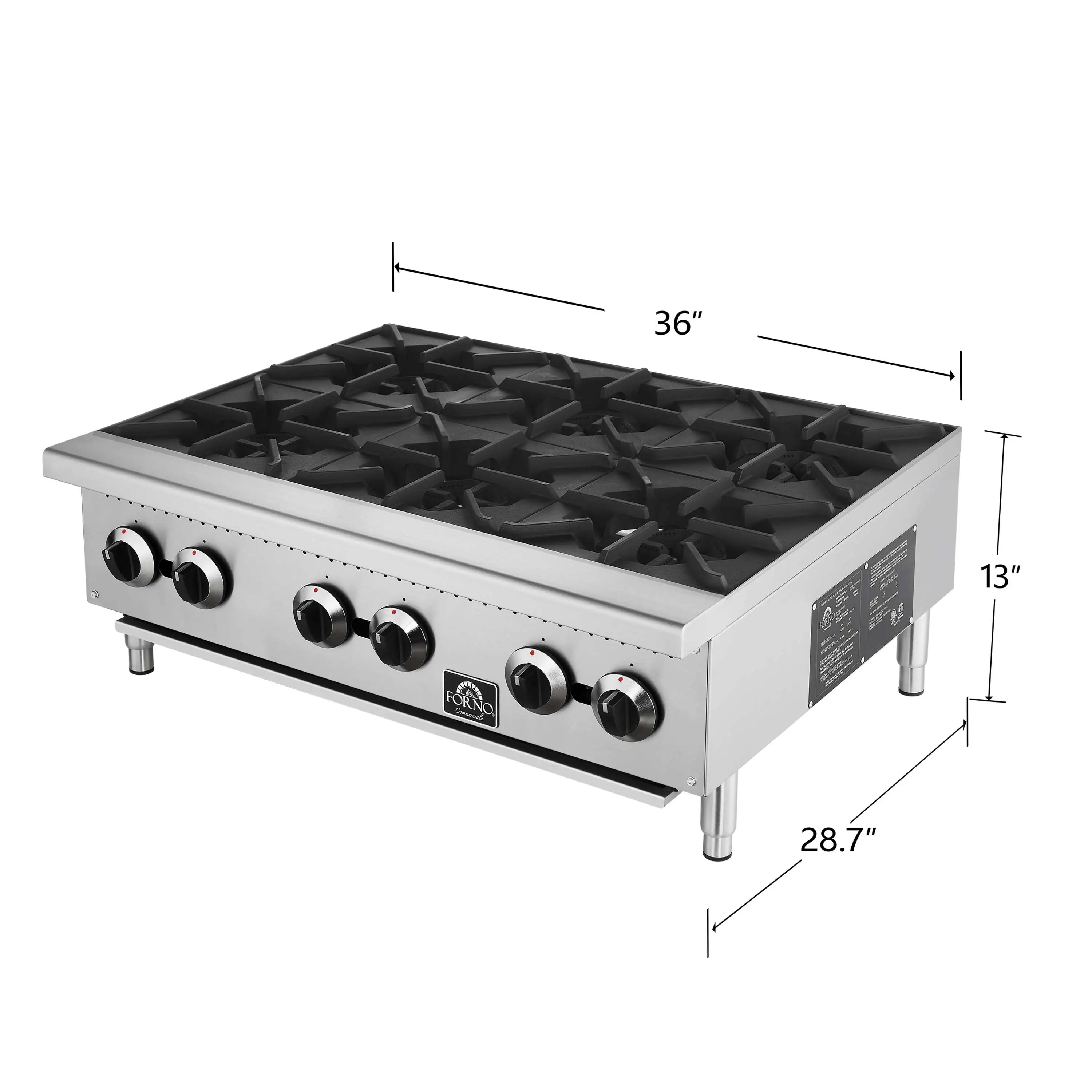 Forno Commerciale 36-Inch Gas Hotplate in Stainless Steel (FCMHP0079-36) - Image 10