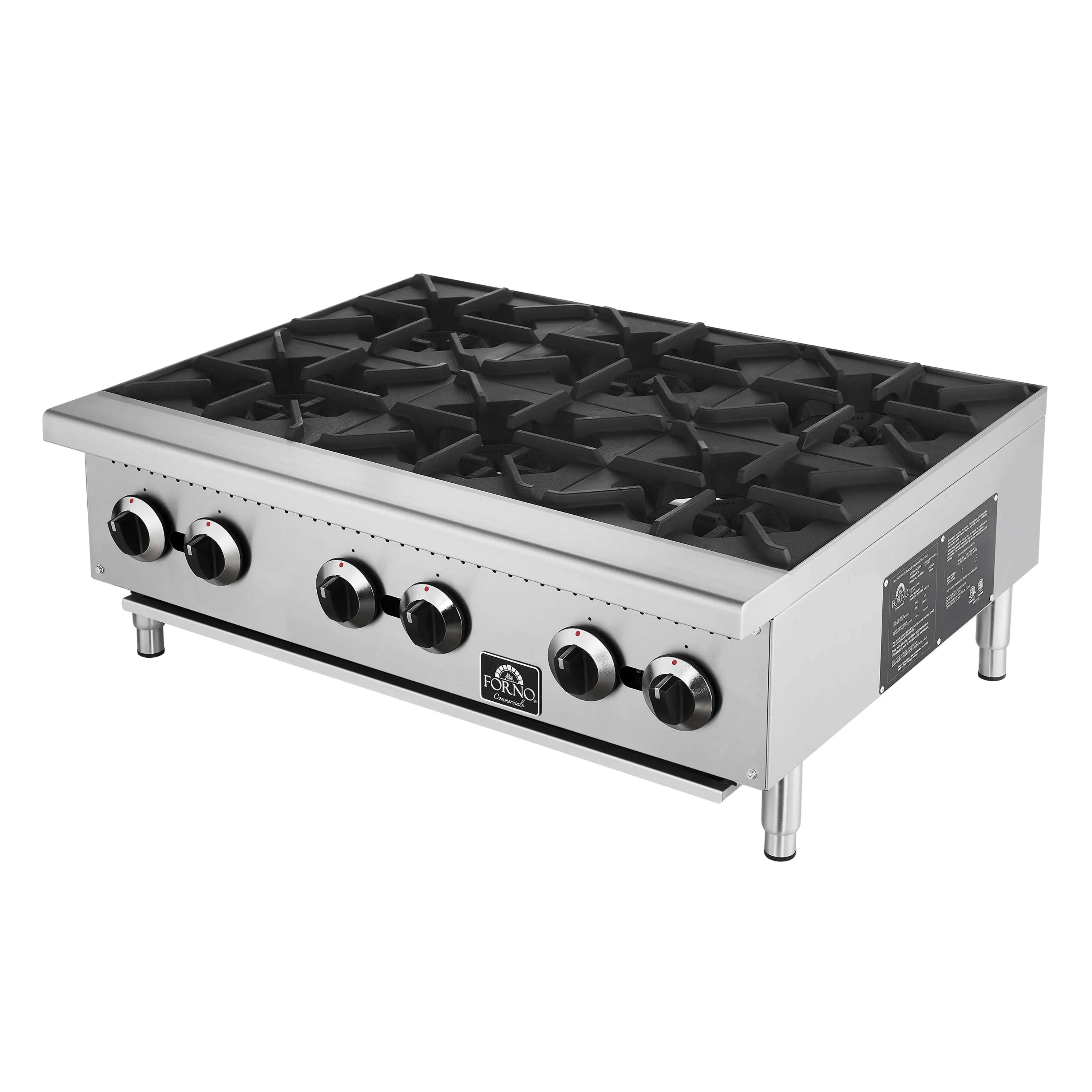 Forno Commerciale 36-Inch Gas Hotplate in Stainless Steel (FCMHP0079-36) - Image 4