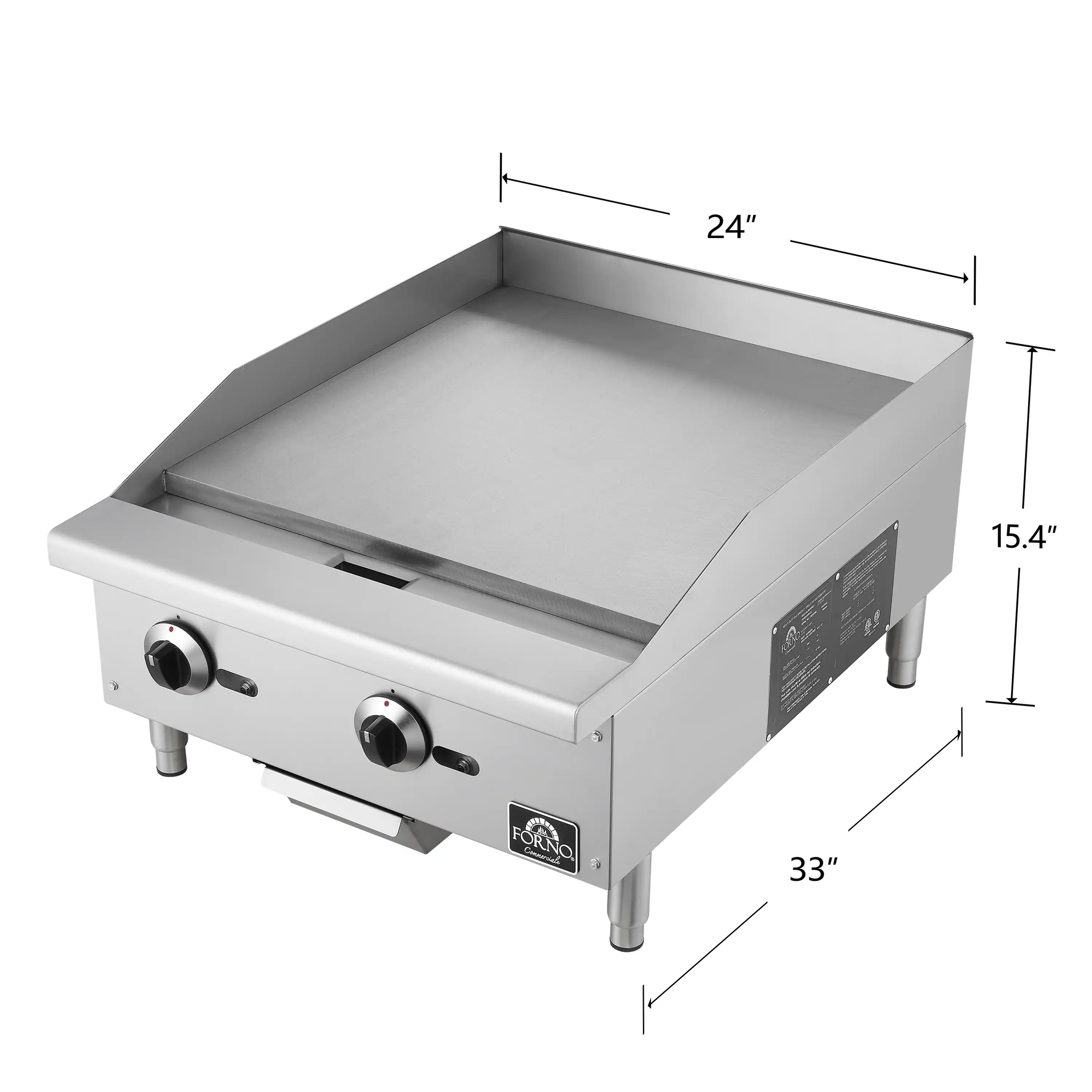 Forno Commerciale 24-Inch Gas Griddle in Stainless Steel (FCMGG0055-24) - Image 11