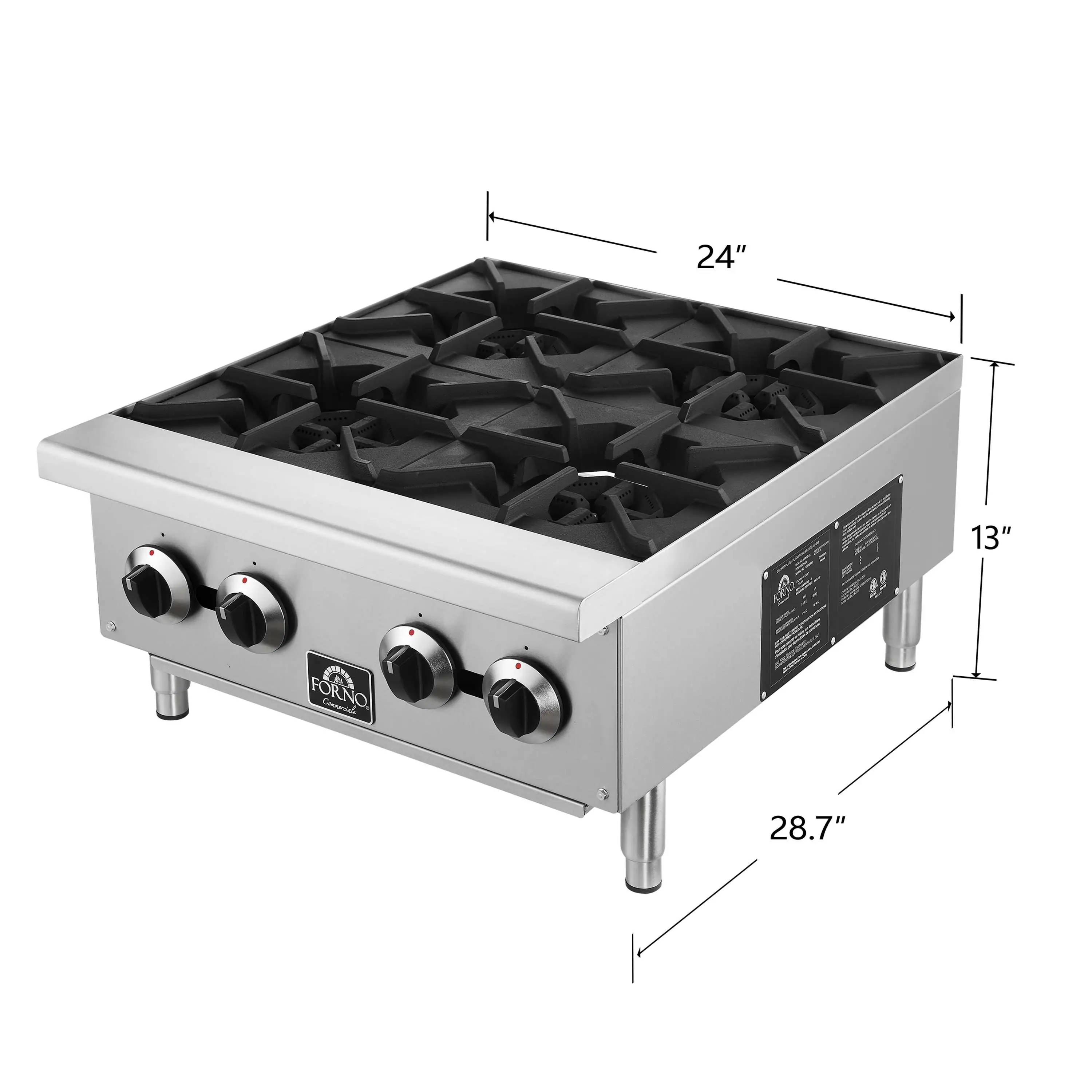 Forno Commerciale 24-Inch Gas Hotplate in Stainless Steel (FCMHP0079-24) - Image 10