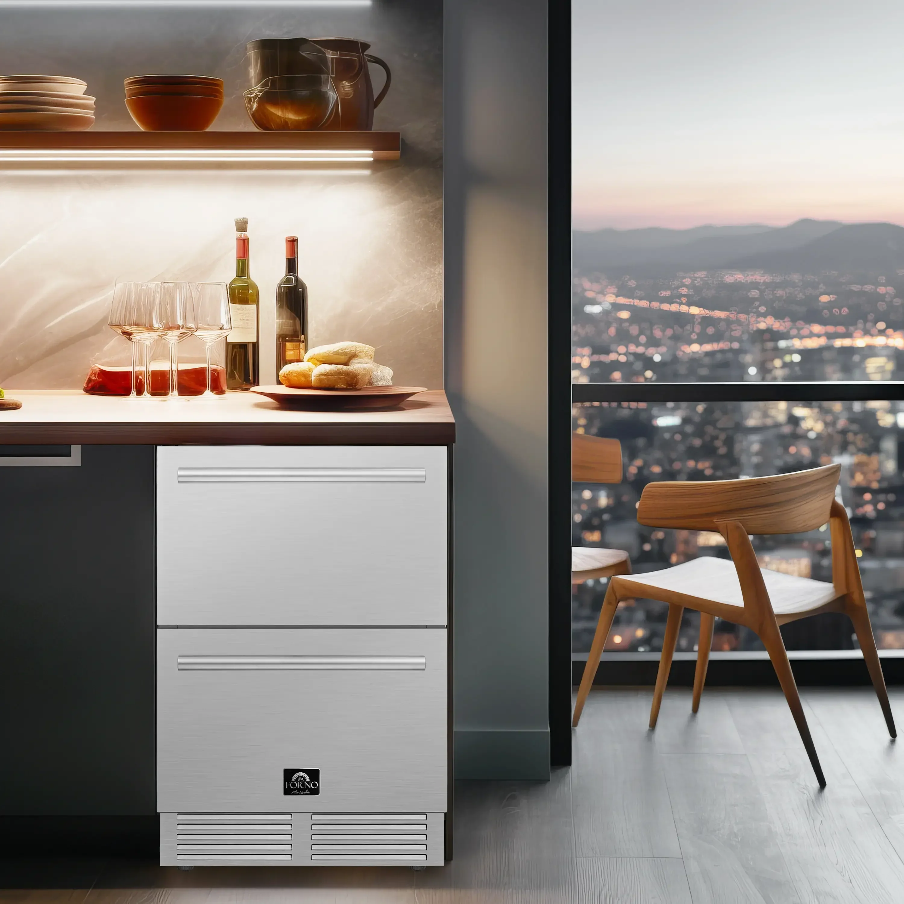 Forno Como 24-Inch 4.87 cu.ft. Indoor/Outdoor Refrigerator Drawer in Stainless Steel (FDROD1611-24S) - Image 4