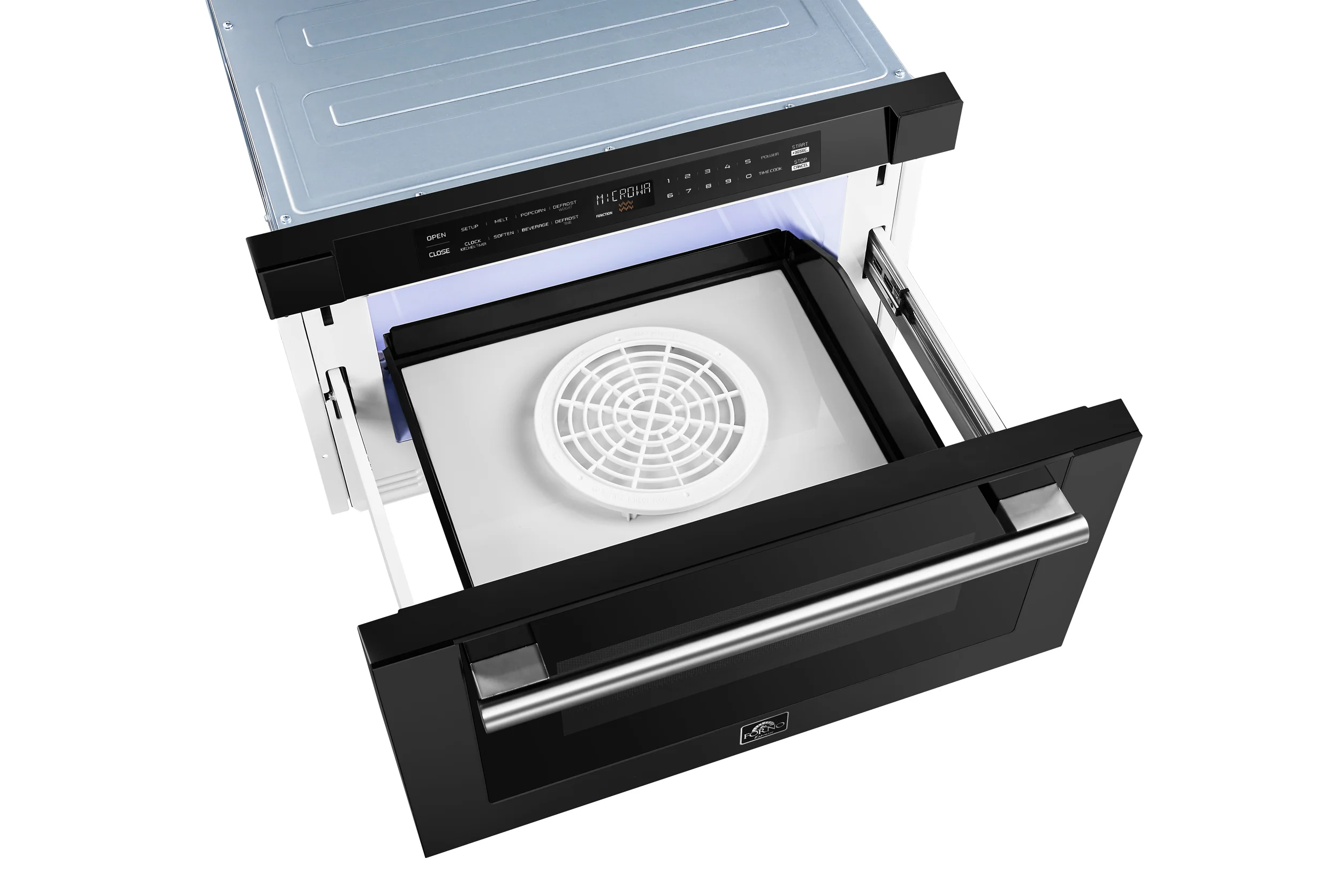 Forno Espresso Capoliveri 24-Inch Microwave Drawer in Black with Stainless Steel Handle (FMWDR3000-24BLK) - Image 4