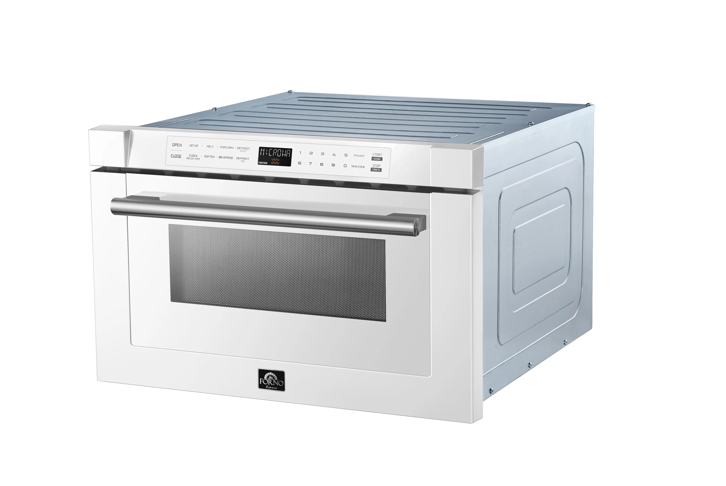 Forno Espresso Capoliveri 24-Inch Microwave Drawer in White with Stainless Steel Handle (FMWDR3000-24WHT) - Image 3