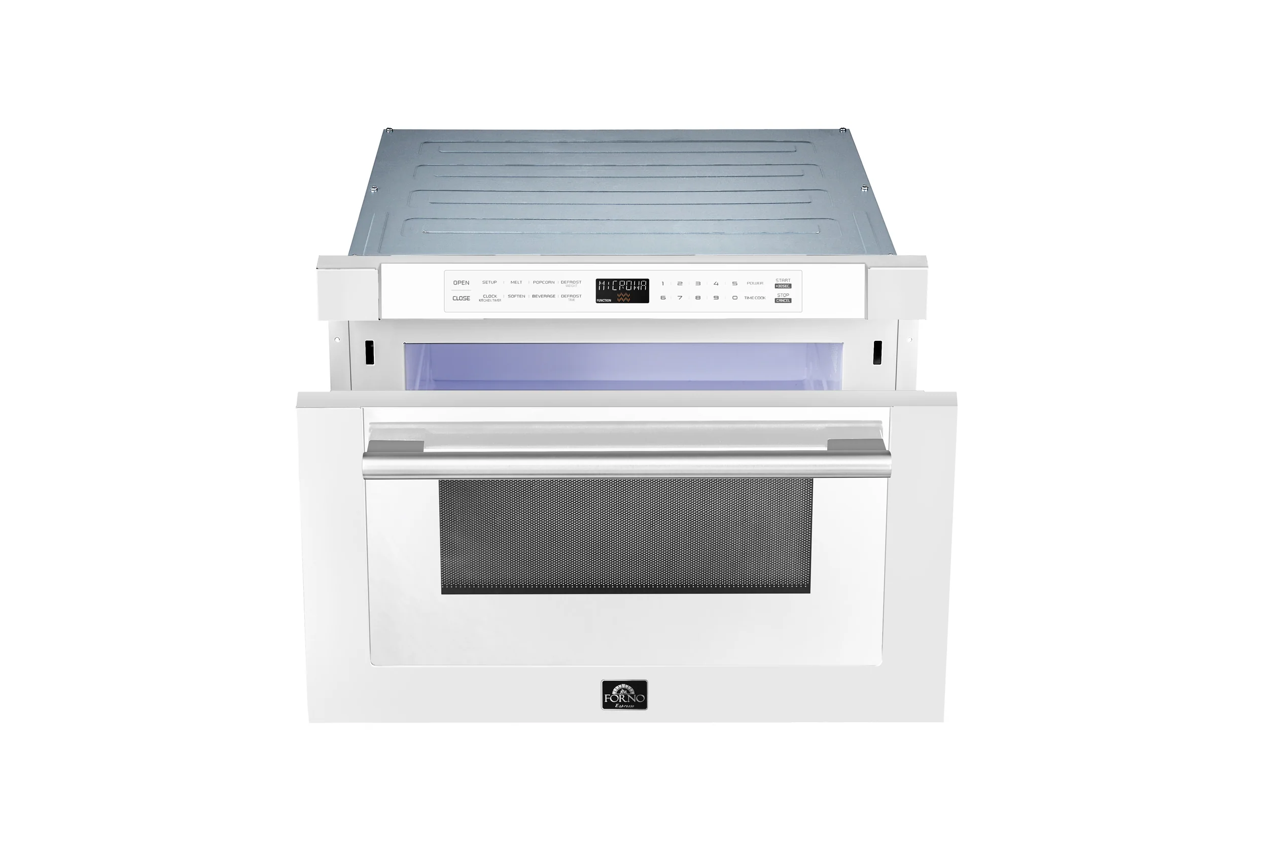 Forno Espresso Capoliveri 24-Inch Microwave Drawer in White with Stainless Steel Handle (FMWDR3000-24WHT) - Image 4