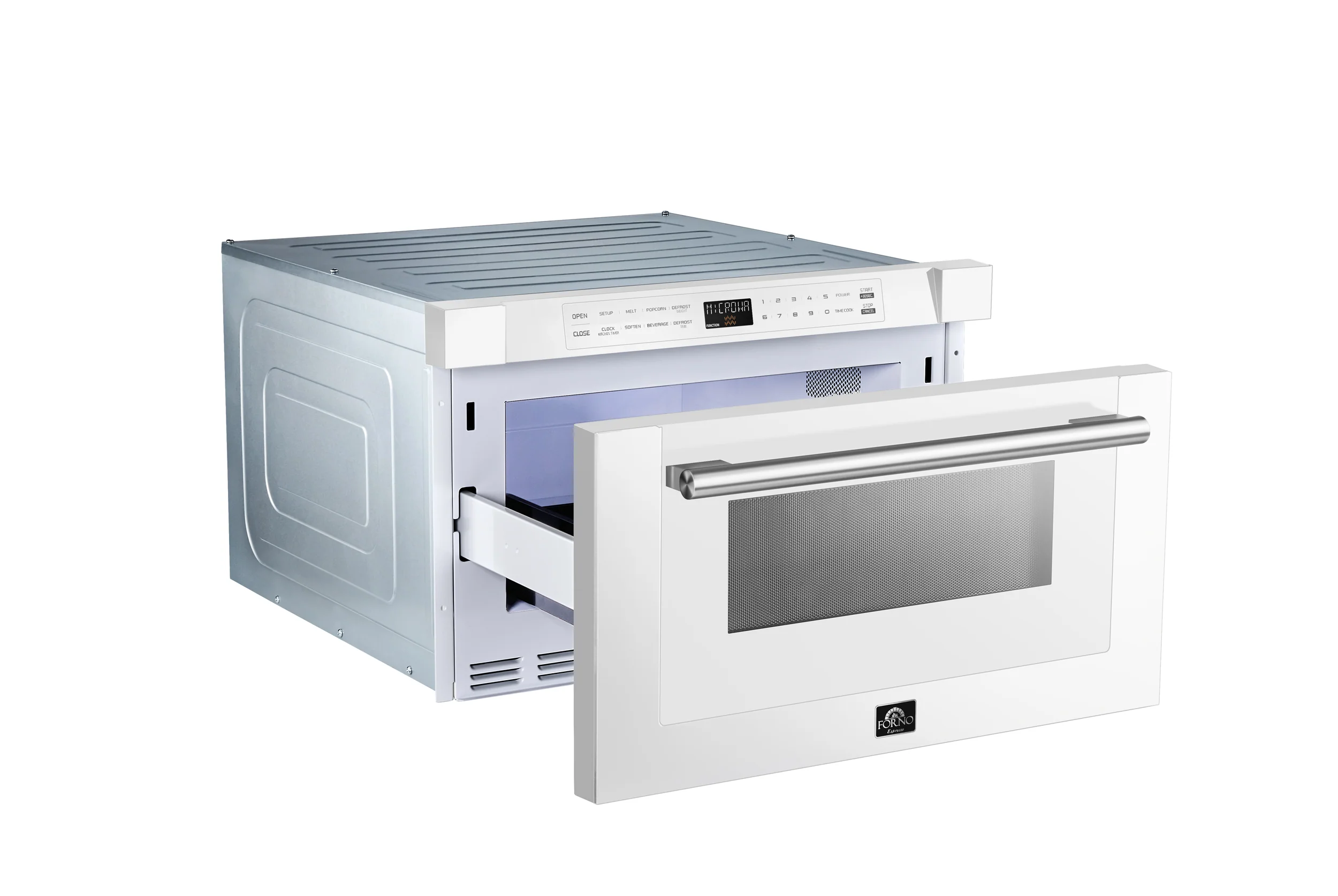Forno Espresso Capoliveri 24-Inch Microwave Drawer in White with Stainless Steel Handle (FMWDR3000-24WHT) - Image 5