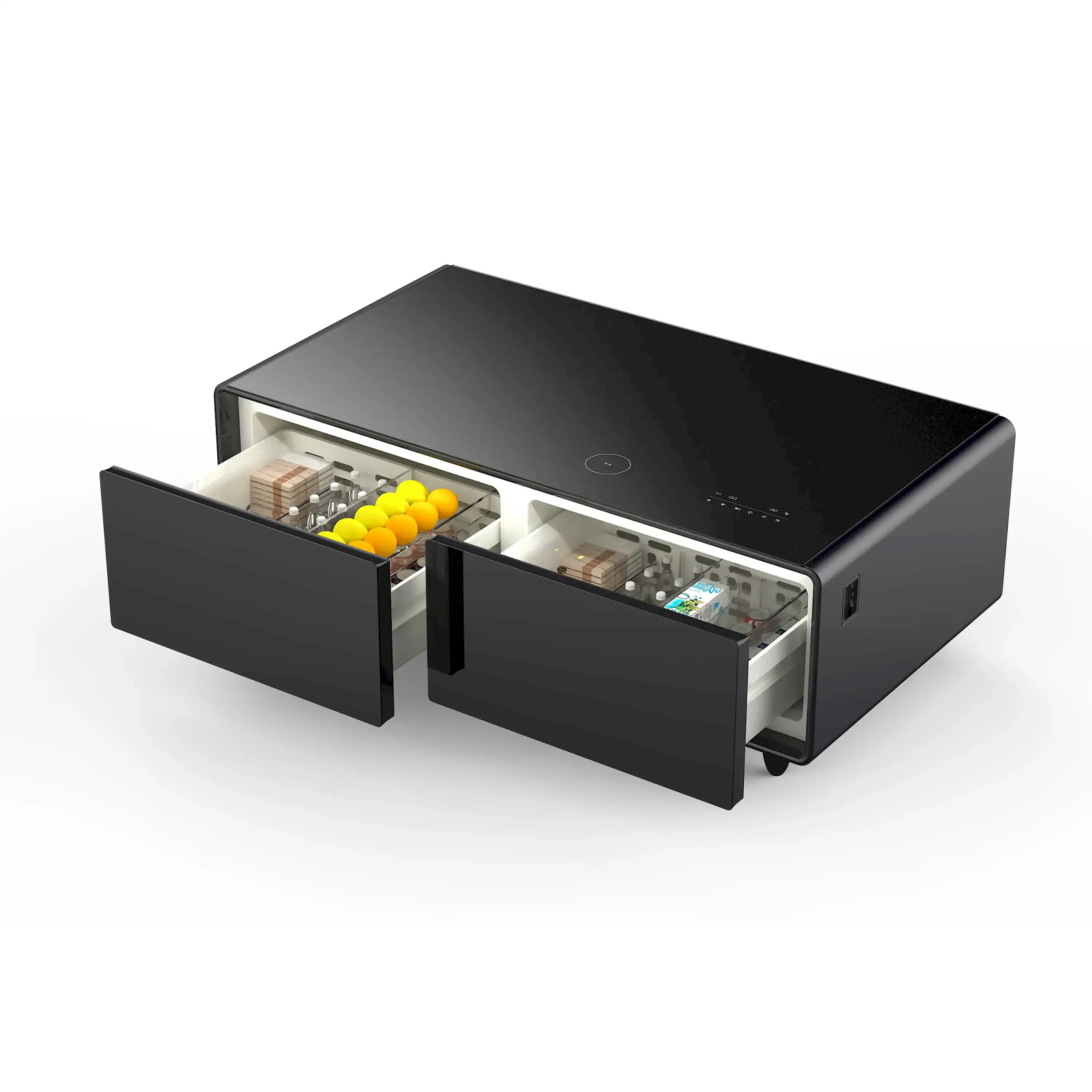 Forno Evoluto Tavolo 51-Inch Smart Coffee Table Refrigerators - Dual Drawers, Bluetooth 5.0 Audio, Wireless Charging & RGB Ambient Light in Black (FCTFR7006-51BLK) - Image 4