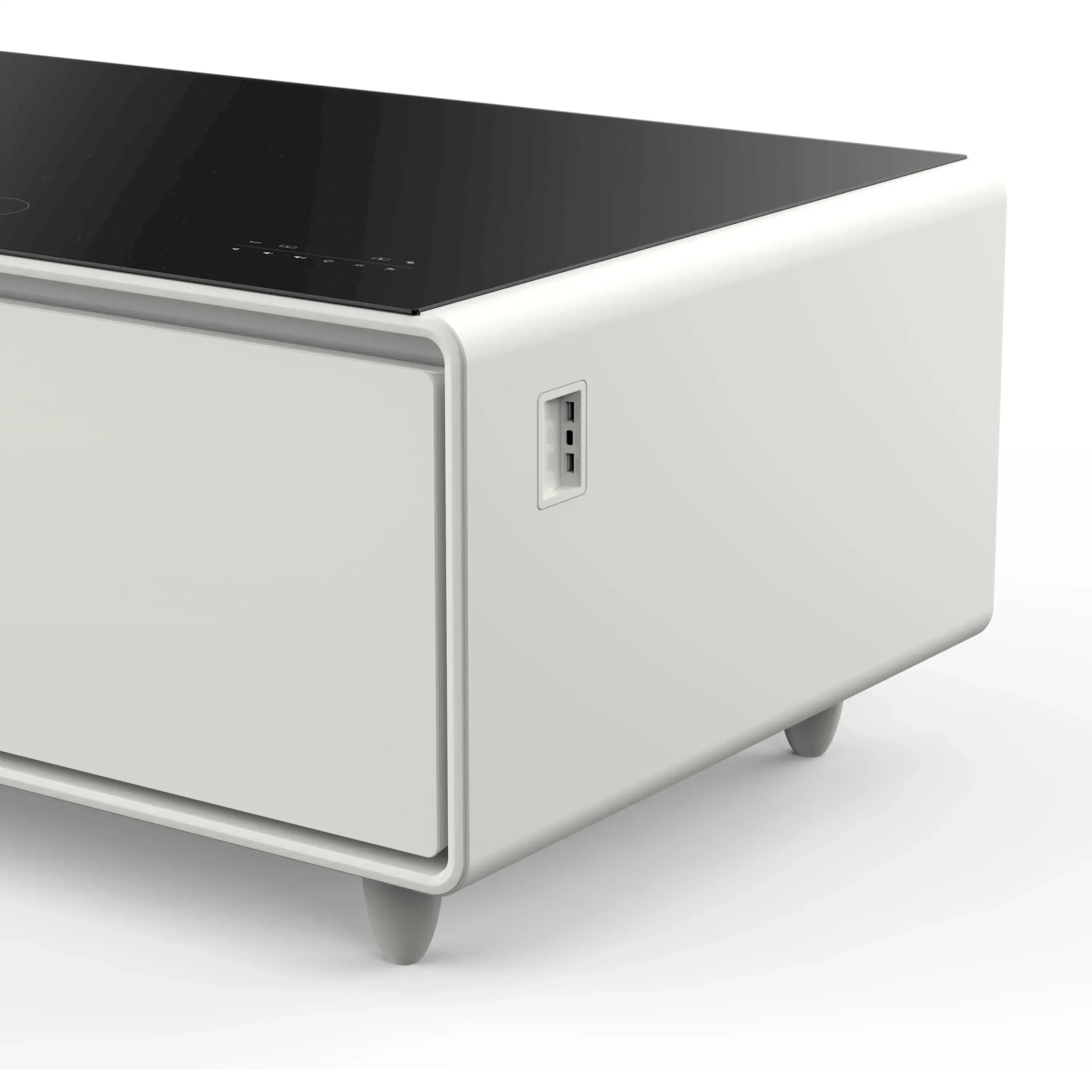 Forno Evoluto Tavolo 51-Inch Smart Coffee Table Refrigerators - Dual Drawers, Bluetooth 5.0 Audio, Wireless Charging & RGB Ambient Light in White (FCTFR7006-51WHT) - Image 10