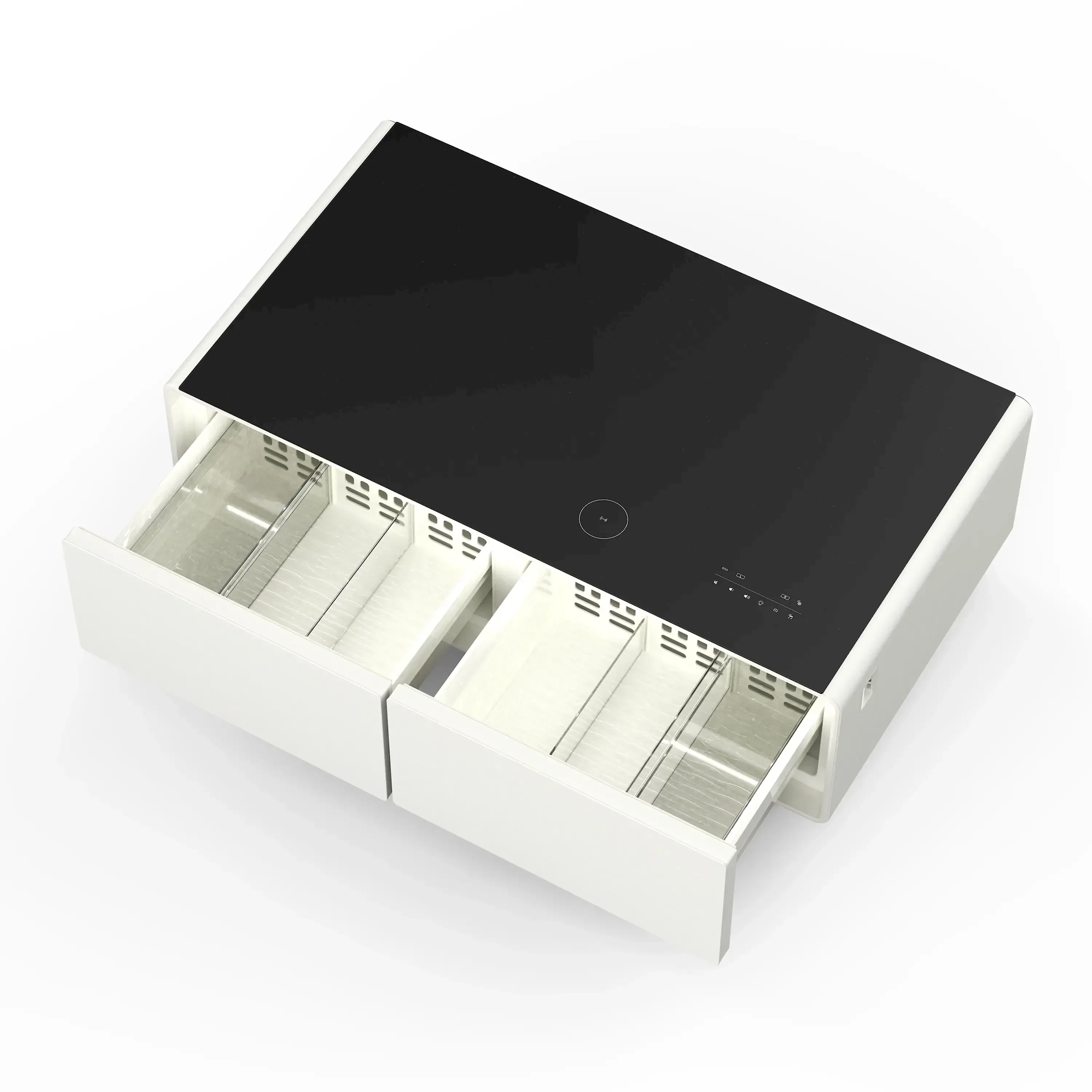Forno Evoluto Tavolo 51-Inch Smart Coffee Table Refrigerators - Dual Drawers, Bluetooth 5.0 Audio, Wireless Charging & RGB Ambient Light in White (FCTFR7006-51WHT) - Image 5