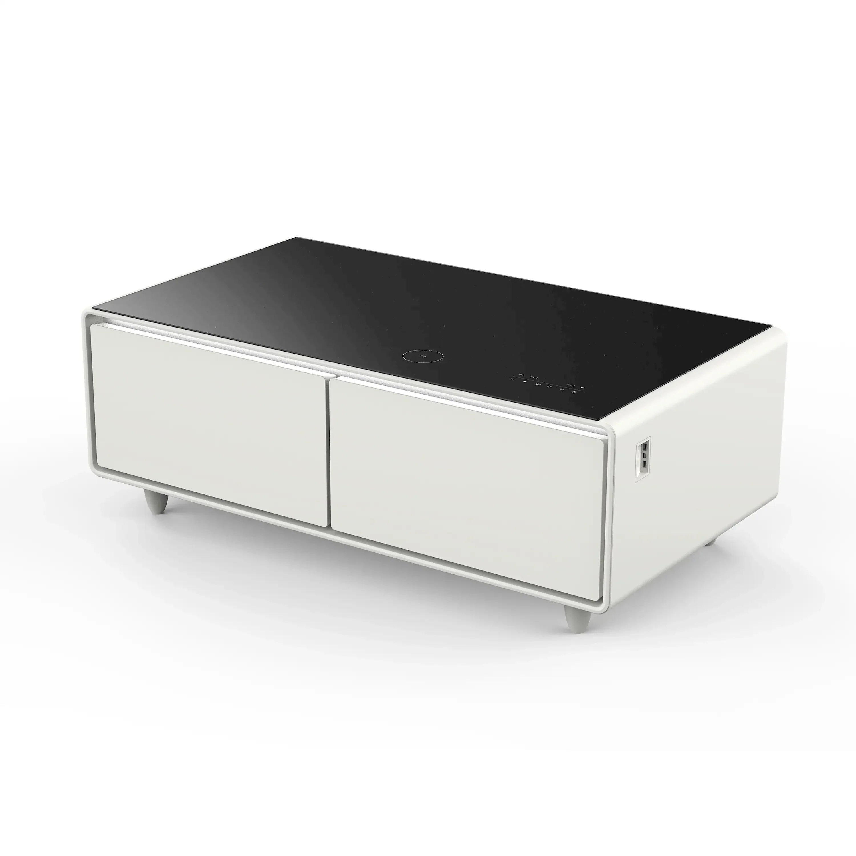 Forno Evoluto Tavolo 51-Inch Smart Coffee Table Refrigerators - Dual Drawers, Bluetooth 5.0 Audio, Wireless Charging & RGB Ambient Light in White (FCTFR7006-51WHT) - Image 9