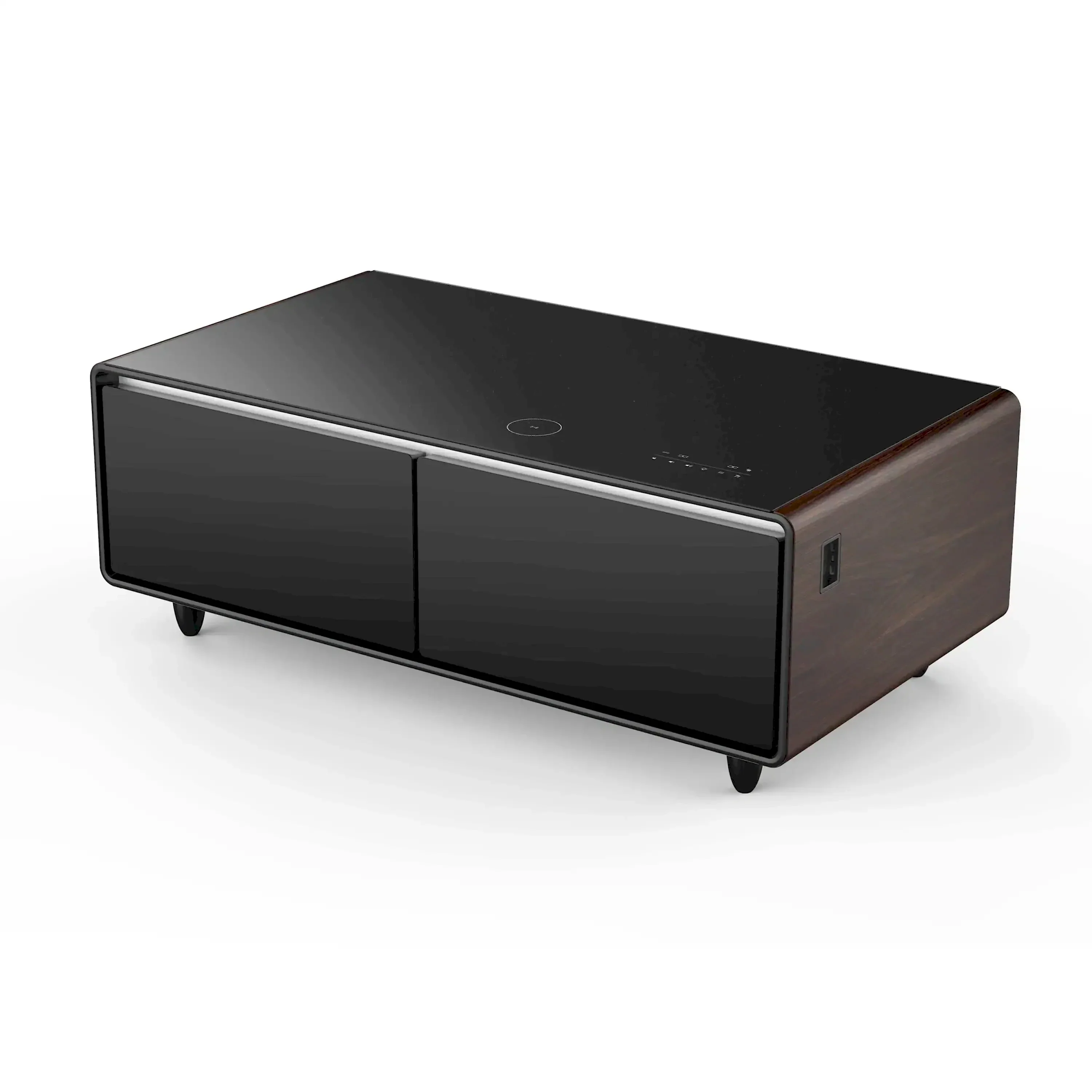 Forno Evoluto Tavolo 51-Inch Smart Coffee Table Refrigerators - Dual Cooling Zones, Wireless Charging Pad & Built-In Bluetooth Speakers, with Wood Accent Sides (FCTFR7006-51WD) - Image 6