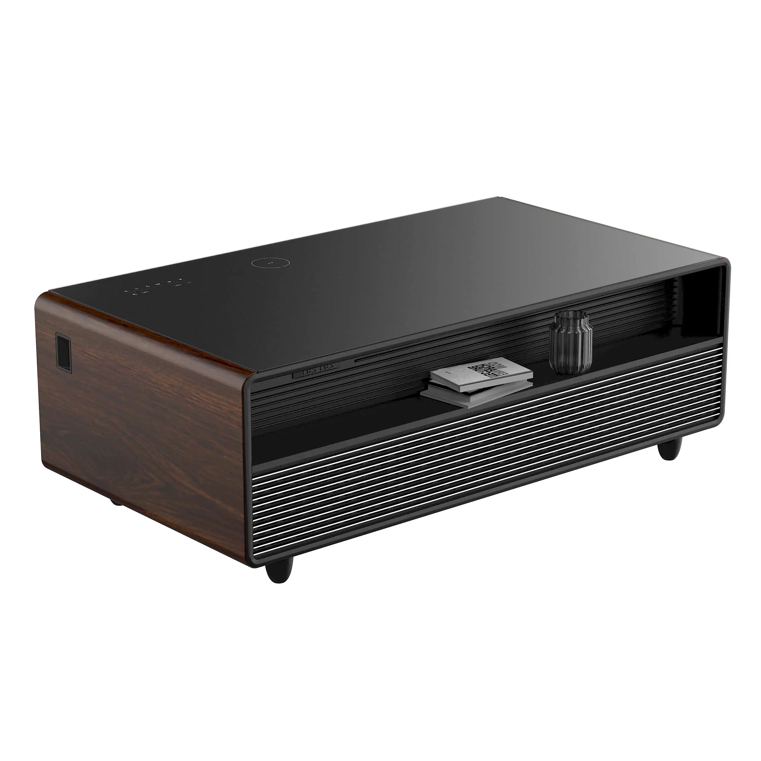 Forno Evoluto Tavolo 51-Inch Smart Coffee Table Refrigerators - Dual Cooling Zones, Wireless Charging Pad & Built-In Bluetooth Speakers, with Wood Accent Sides (FCTFR7006-51WD) - Image 7