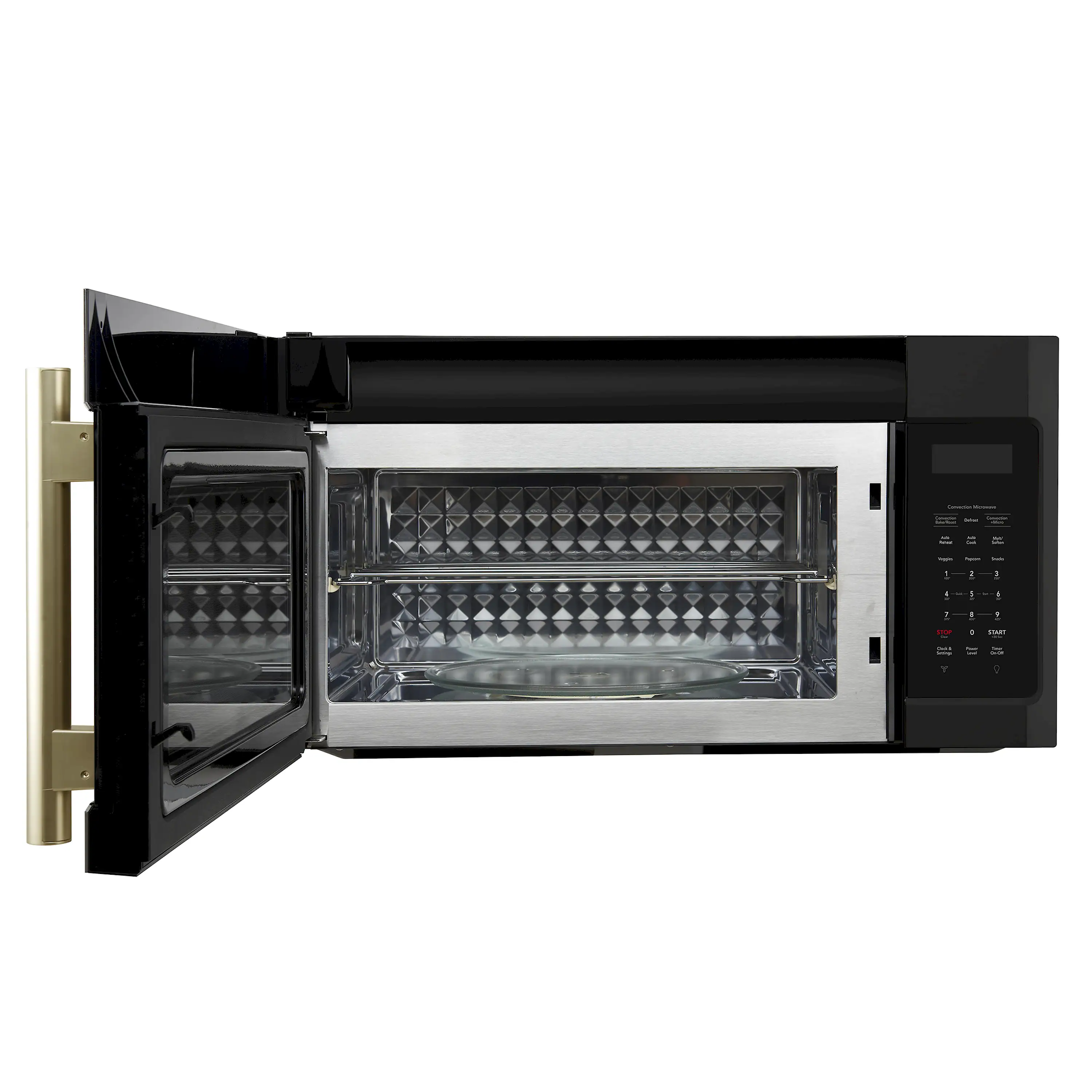 Forno Fornace 30-Inch Over-the-Range Convection Microwave in Black with Antique Brass Handle – 1.5 cu.ft, 300 CFM Vent, Touch Control, LED Light (FOTR3038-30BLK) - Image 3