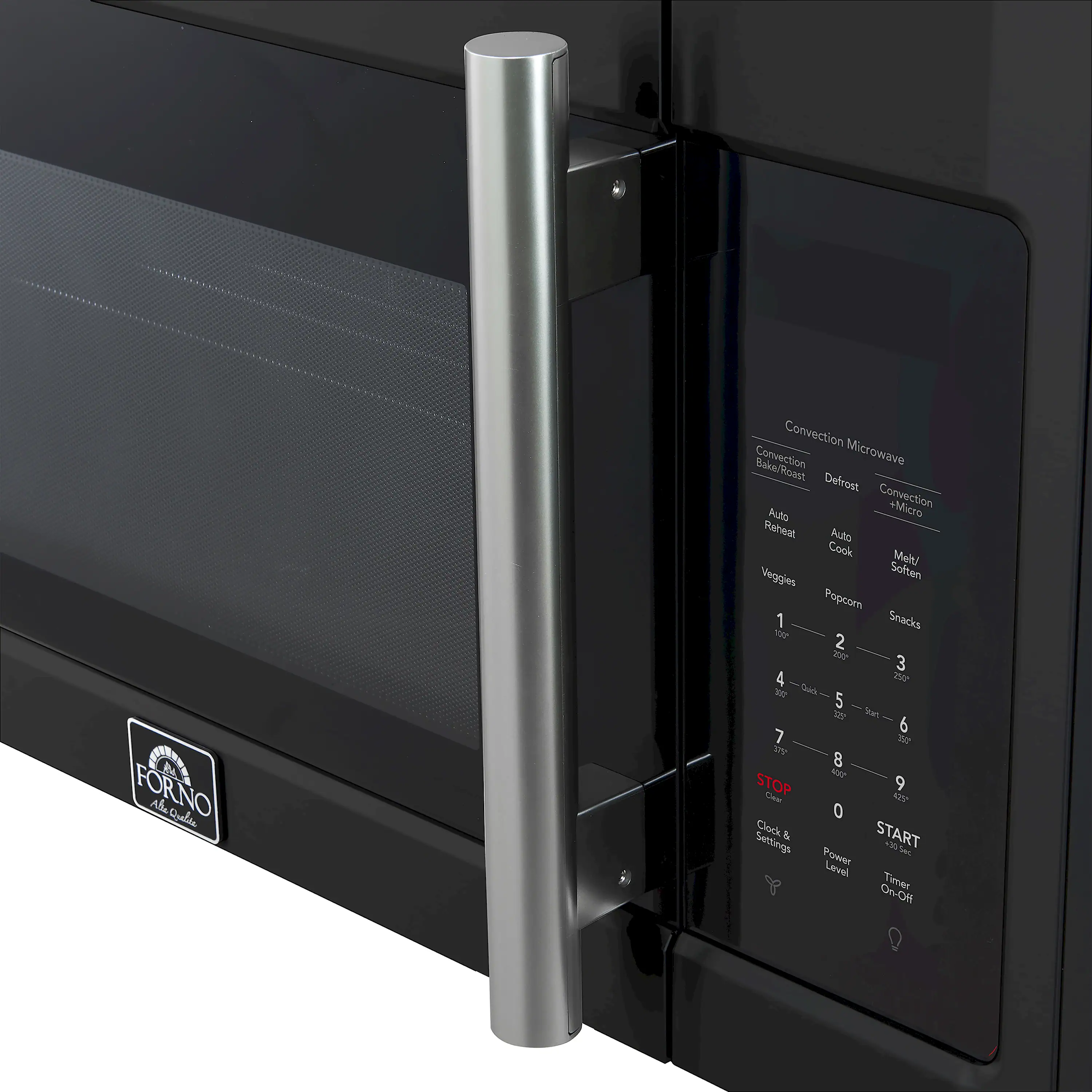 Forno Fornace 30-Inch Over-the-Range Convection Microwave in Black with Stainless Steel Handle – 1.5 cu.ft, 300 CFM Vent, Touch Control, LED Light (FOTR3038-30BLK) - Image 7