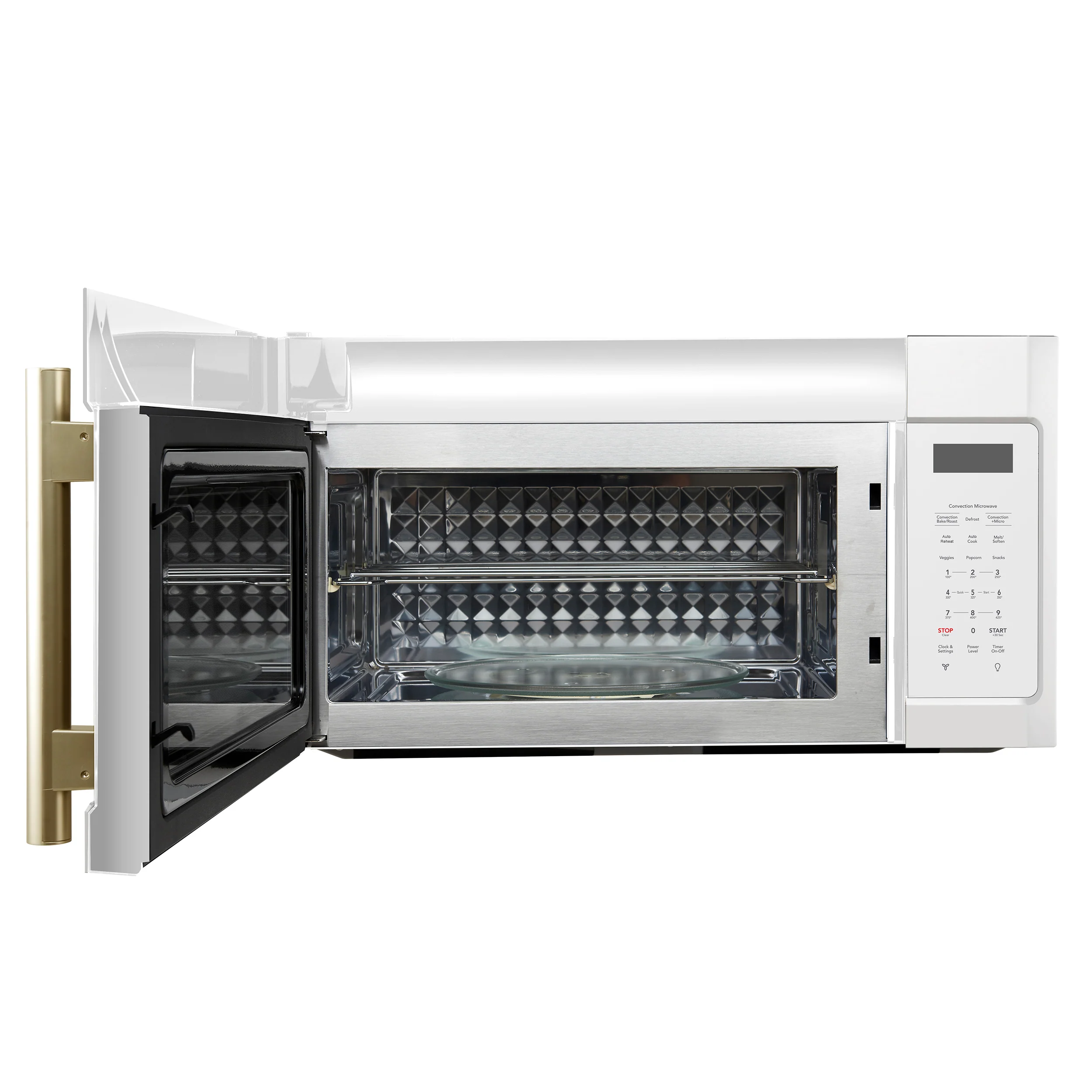 Forno Fornace 30-Inch Over-the-Range Convection Microwave in White with Antique Brass Handle – 1.5 cu.ft, 300 CFM Vent, Touch Control, LED Light (FOTR3038-30WHT) - Image 3
