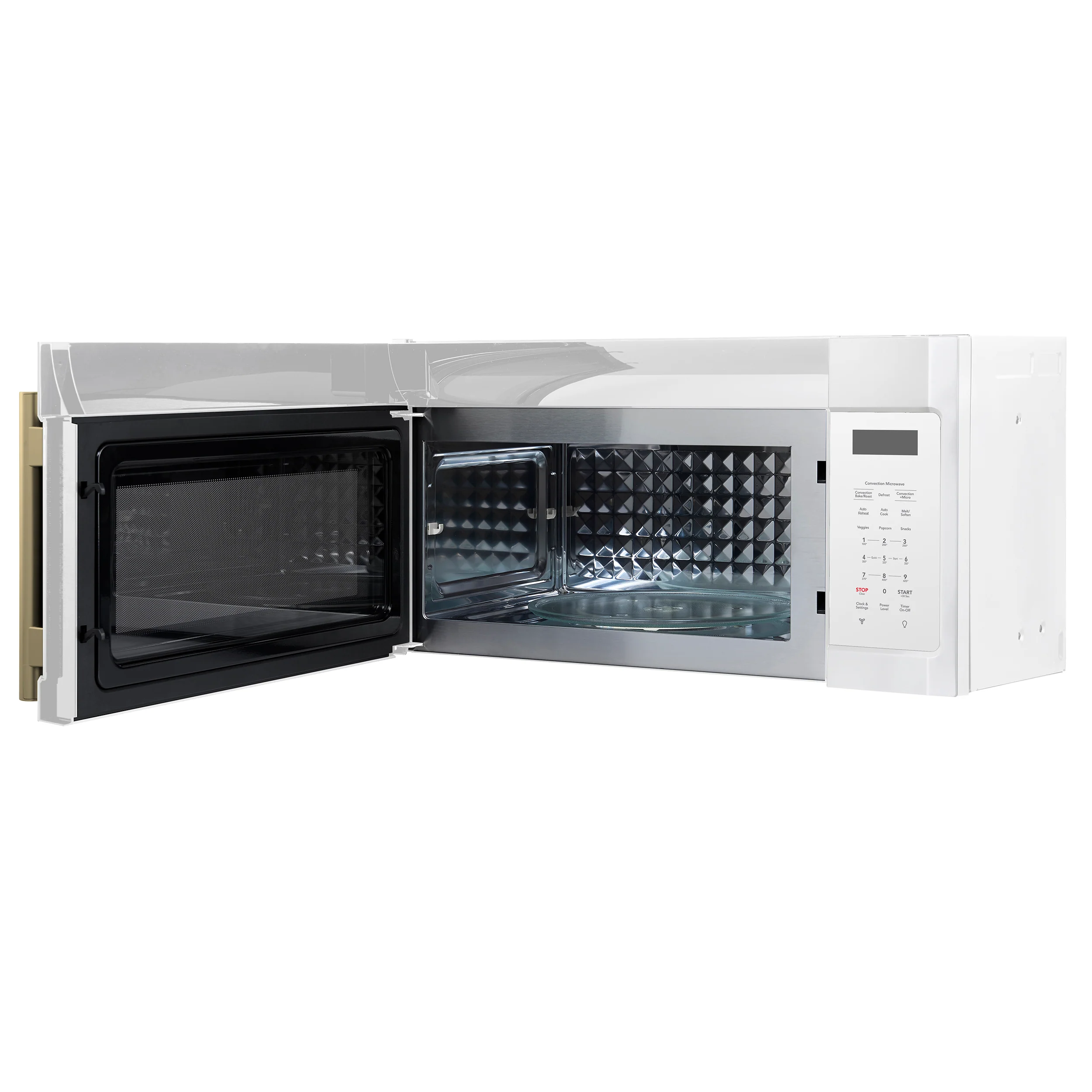 Forno Fornace 30-Inch Over-the-Range Convection Microwave in White with Antique Brass Handle – 1.5 cu.ft, 300 CFM Vent, Touch Control, LED Light (FOTR3038-30WHT) - Image 4