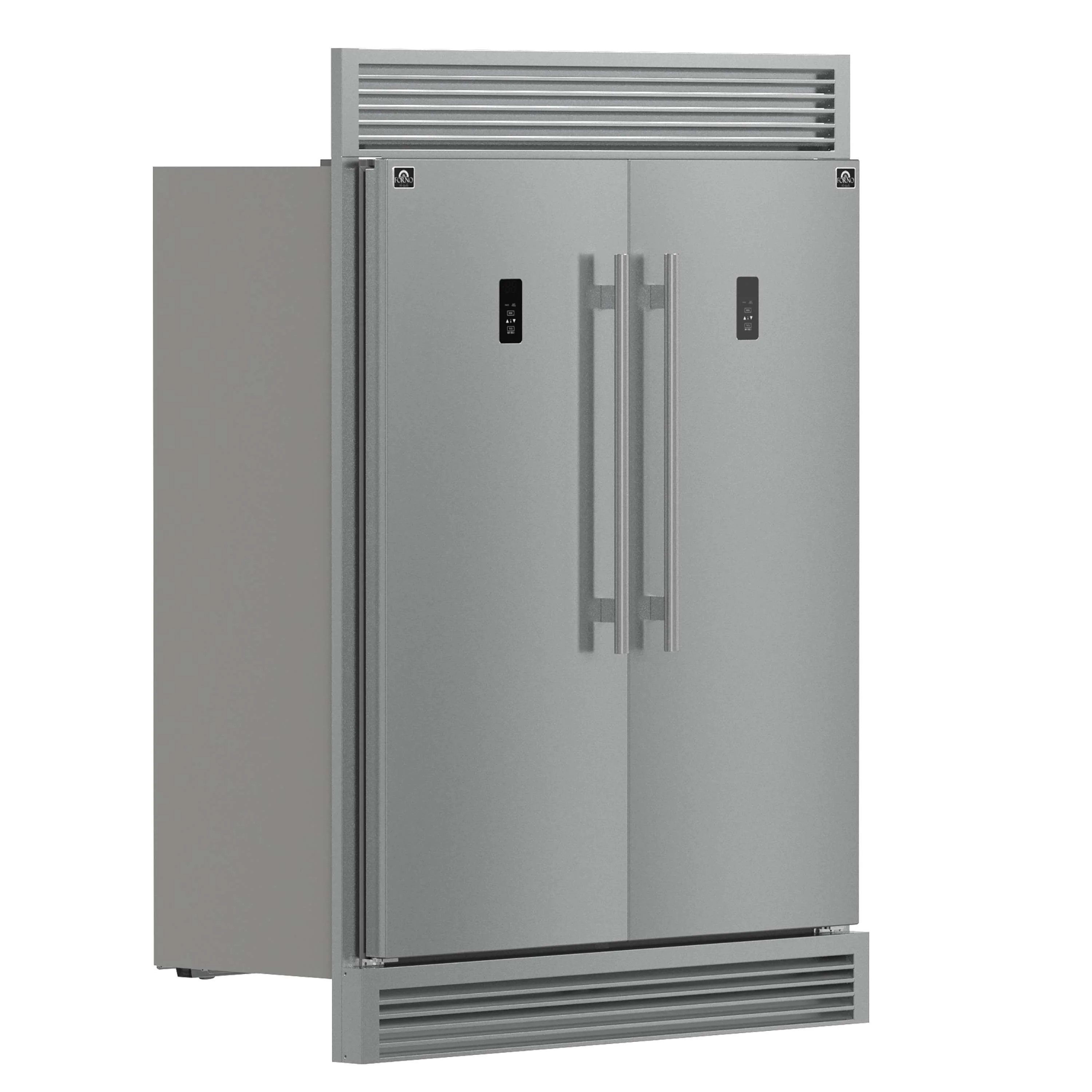 Forno Fortezza 60-Inch Built-In Convertible Refrigerator and Freezer in Stainless Steel with Grille Trim and Ice Maker (FFFFD1738-60SG) - Image 2