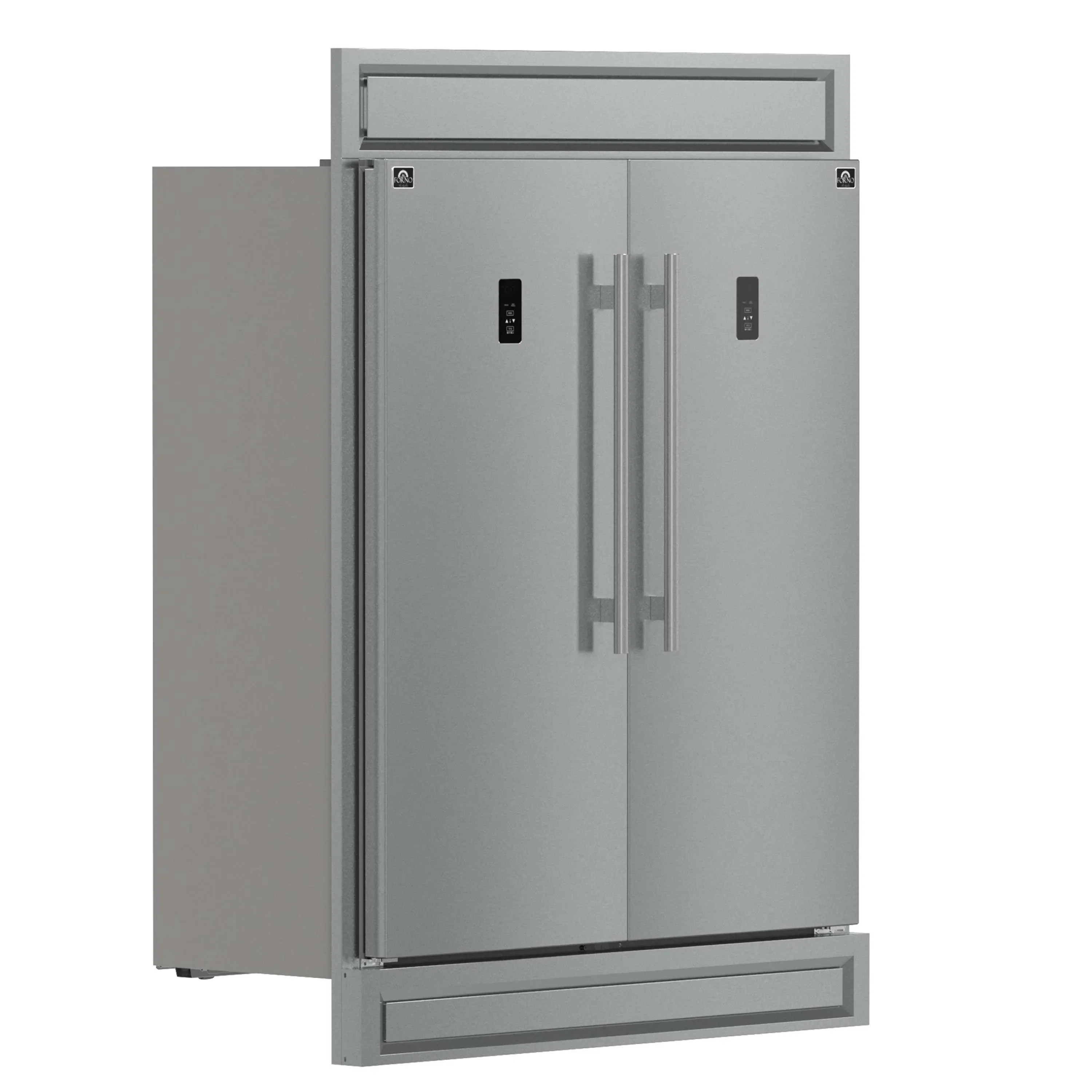 Forno Fortezza 60-Inch Built-In Convertible Refrigerator and Freezer in Stainless Steel with Modern Trim and Ice Maker (FFFFD1738-60MG) - Image 3