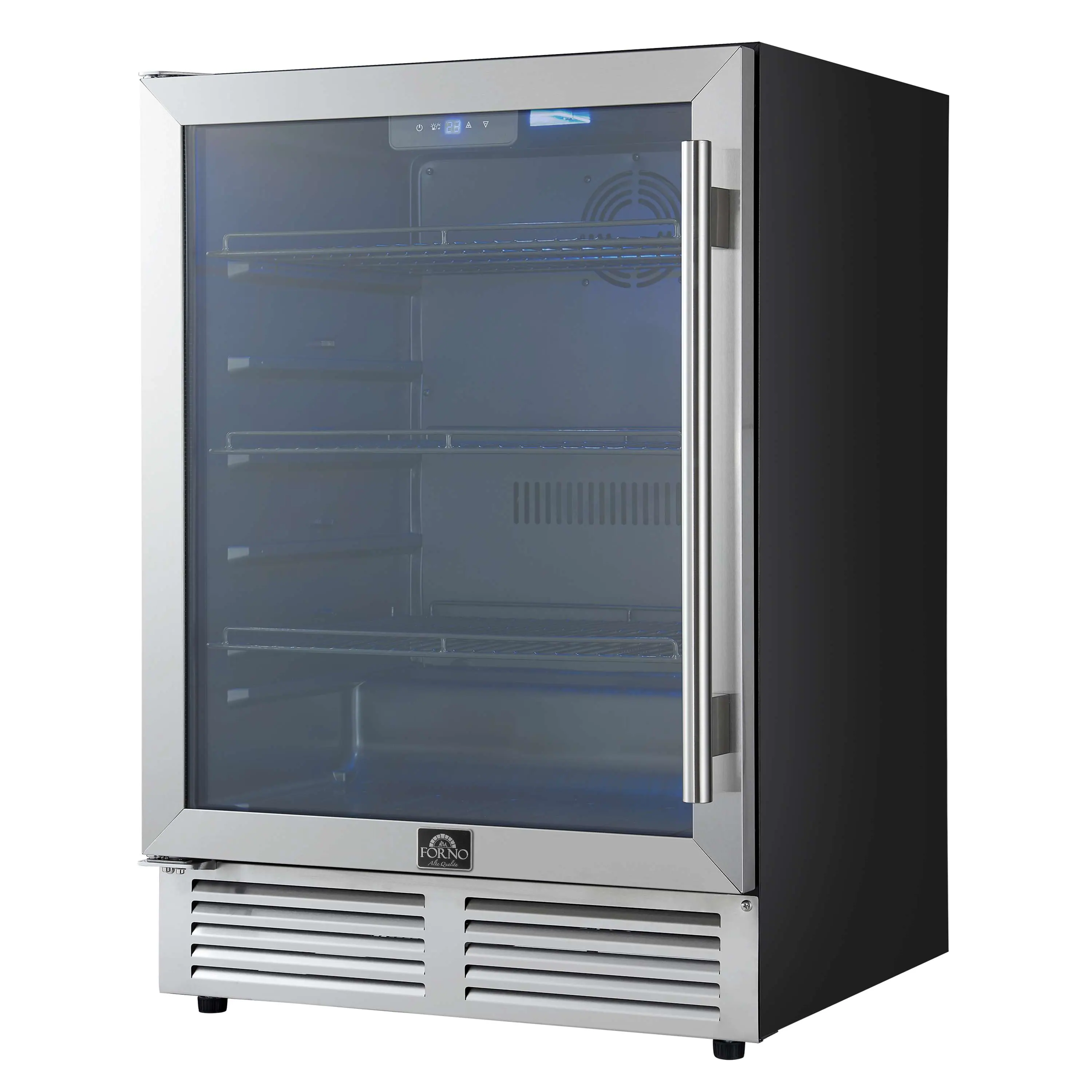 Forno Frescolino 24-Inch Beverage Cooler in Stainless Steel with LED Lighting, Triple Glass Door, 188 Can Capacity, Built-In or Freestanding (FWCDR6665-24S) - Image 3
