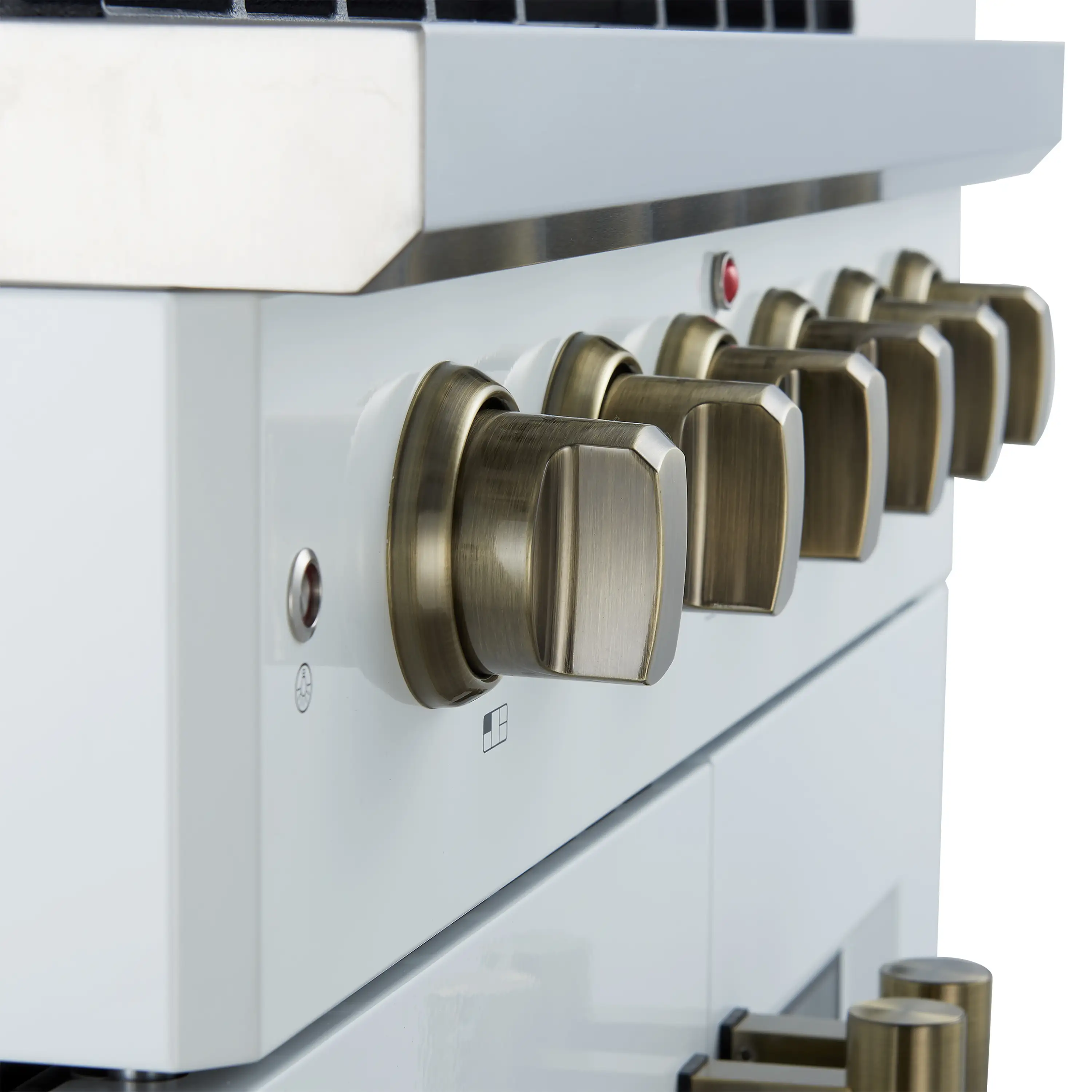 Forno Galiano 30-Inch French Door Gas Range with 5 Burners and 4.32 Cu.Ft. Convection Oven in White with Antique Brass Trim (FFSGS6444-30WHT) - Image 9