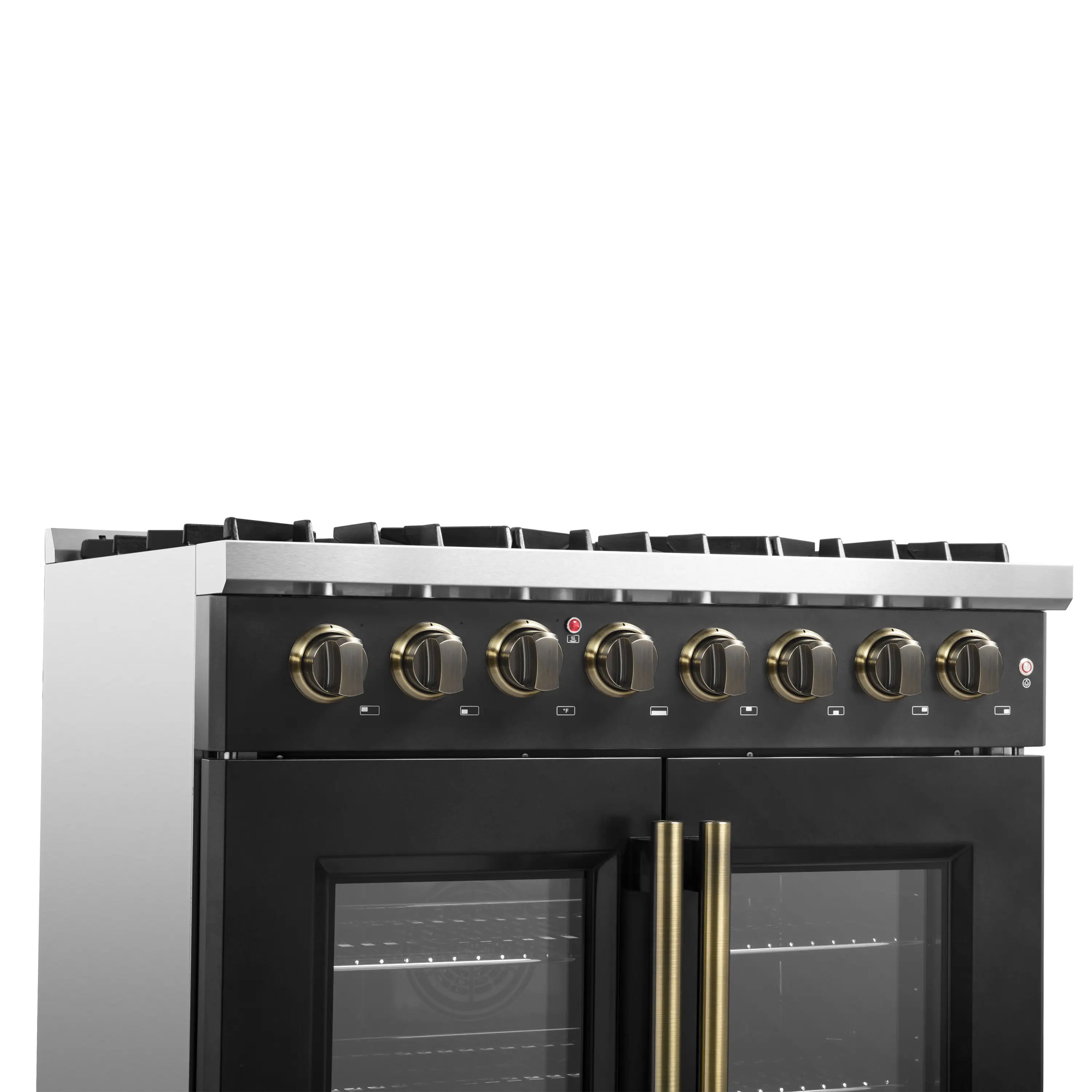 Forno Galiano 36-Inch French Door Dual Fuel Range with 6 Gas Burners and 5.36 Cu.Ft. Electric Convection Oven in Black with Antique Brass Trim (FFSGS6356-36BLK) - Image 12