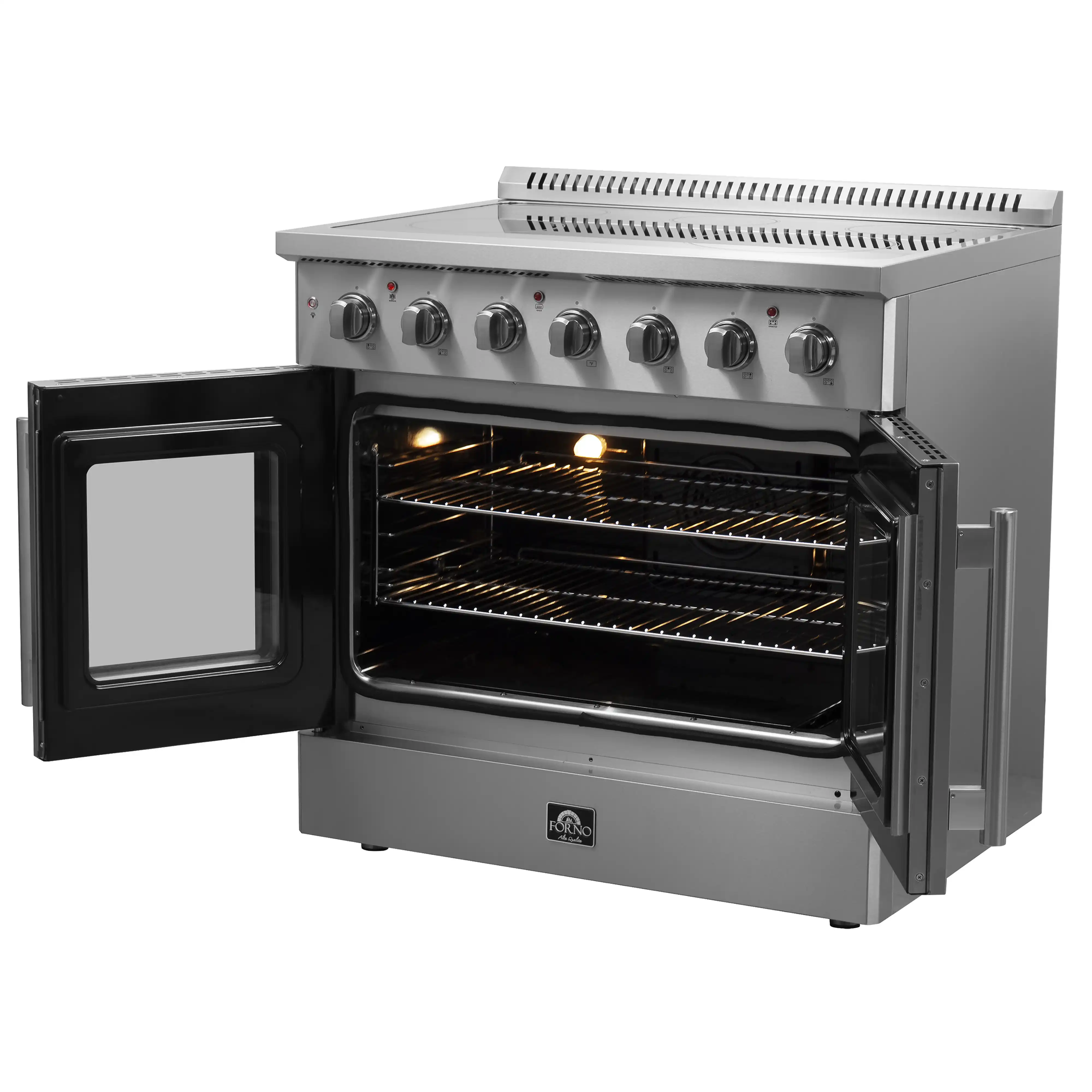 Forno Galiano 36-Inch French Door Electric Range with Convection Oven in Stainless Steel (FFSEL6917-36) - Image 8