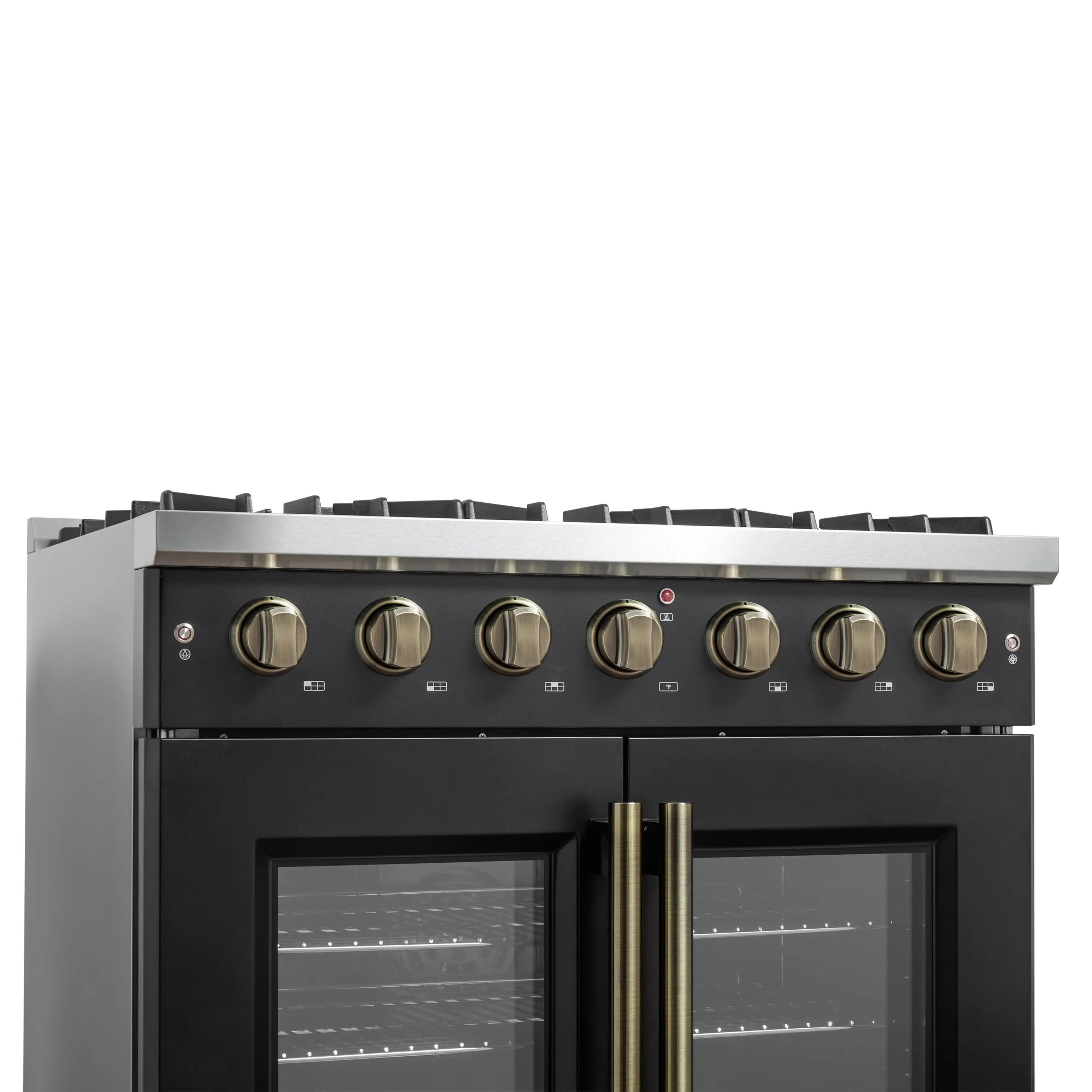 Forno Galiano 36-Inch French Door Gas Range with 6 Burners and 5.36 Cu.Ft. Convection Oven in Black with Antique Brass Trim (FFSGS6444-36BLK) - Image 12