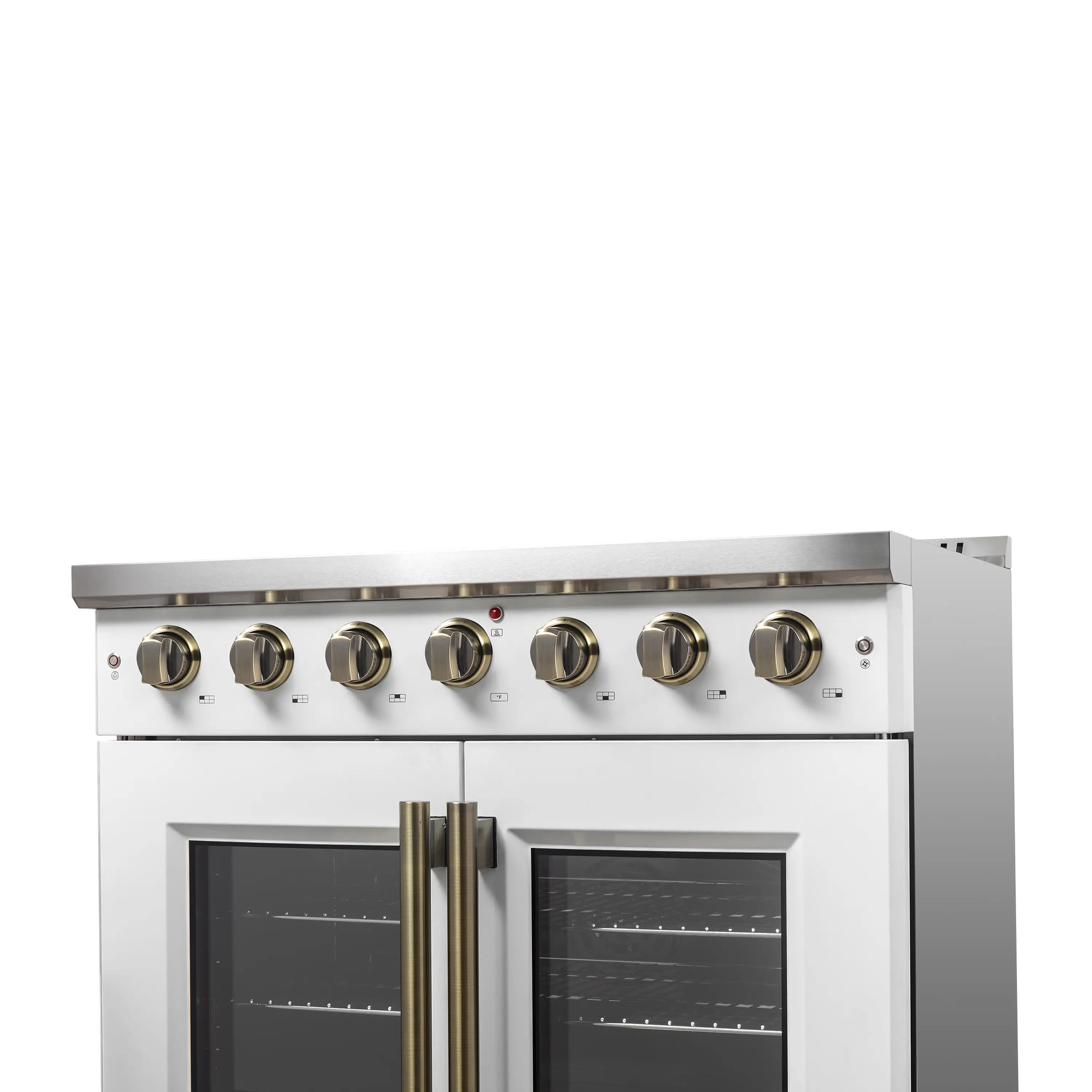Forno Galiano 36-Inch French Door Gas Range with 6 Burners and 5.36 Cu.Ft. Convection Oven in White with Antique Brass Trim (FFSGS6444-36WHT) - Image 11