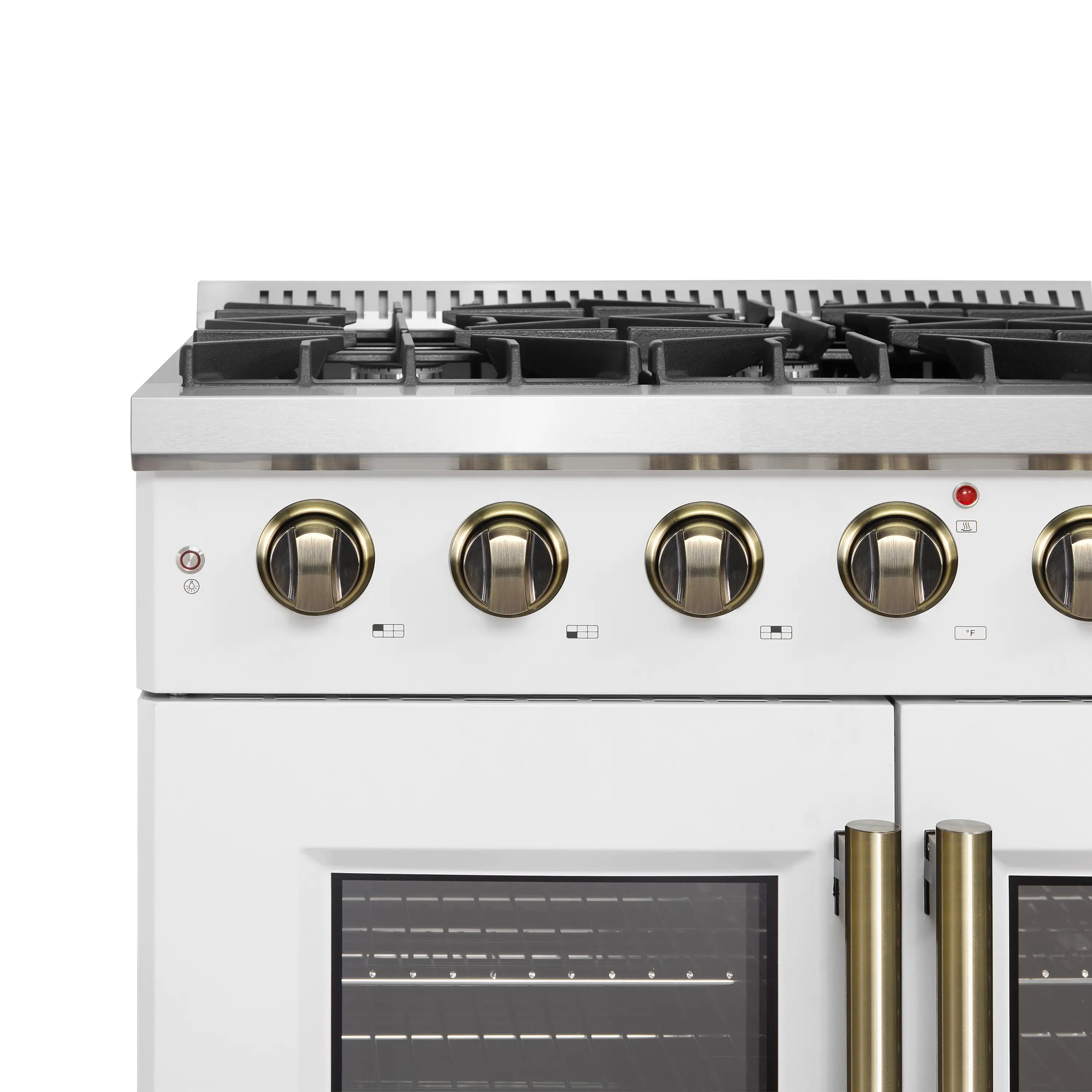 Forno Galiano 36-Inch French Door Gas Range with 6 Burners and 5.36 Cu.Ft. Convection Oven in White with Antique Brass Trim (FFSGS6444-36WHT) - Image 12