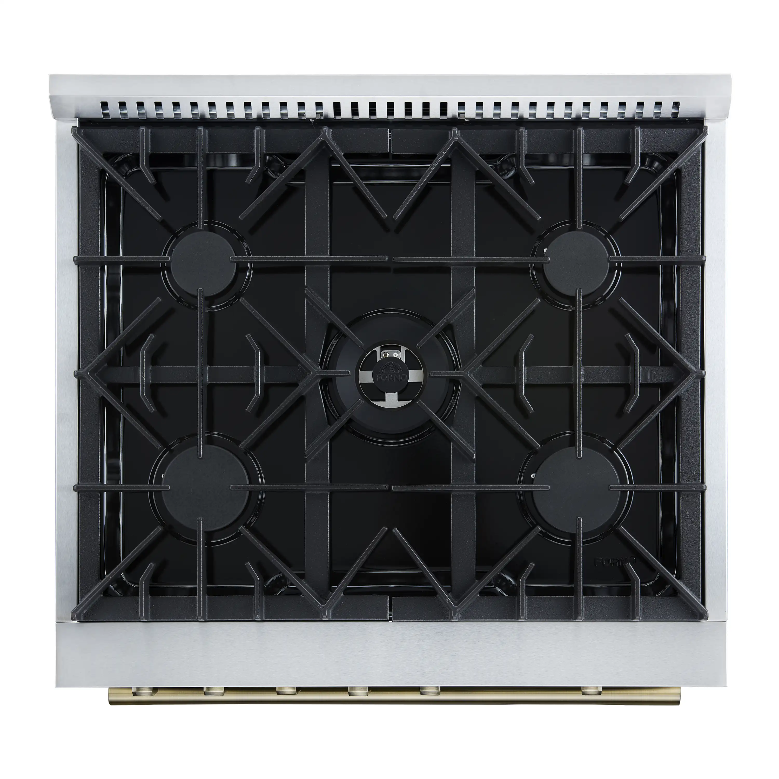 Forno Giovanni 30-Inch Gas Range with 5 Burners and 4.32 Cu.Ft. Convection Gas Oven with Temperature Gauge in Black with Antique Brass Trim (FFSGS6274-30BLK) - Image 6