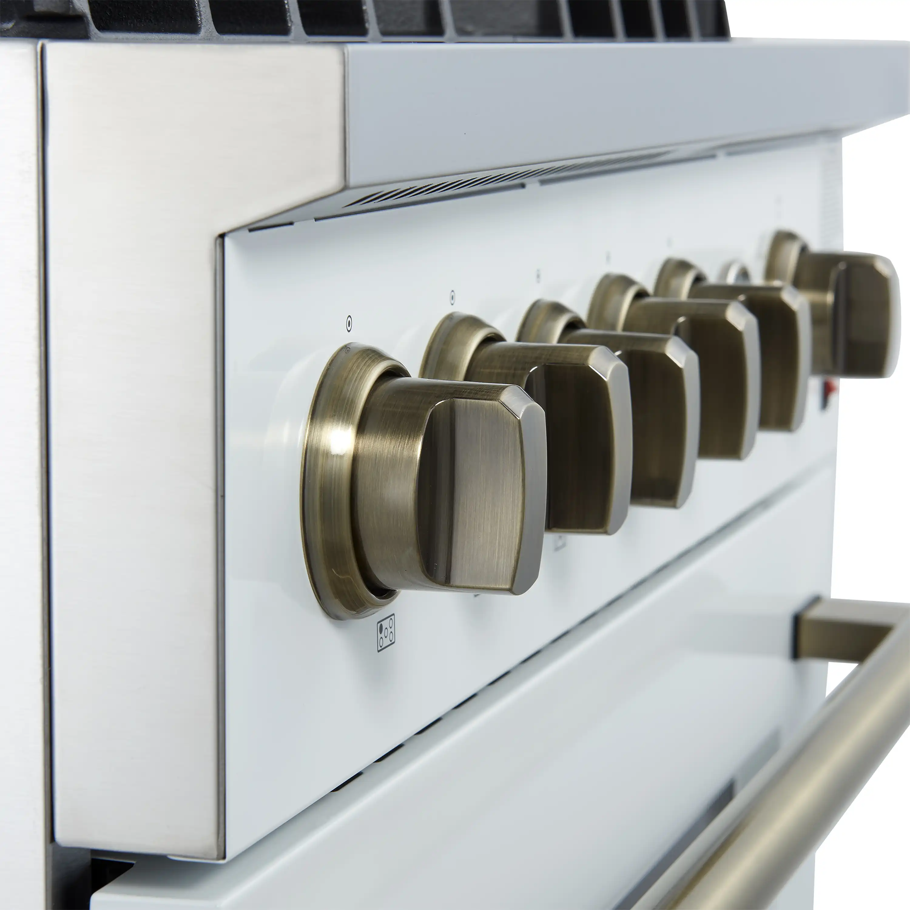 Forno Giovanni 30-Inch Gas Range with 5 Burners and 4.32 Cu.Ft. Convection Gas Oven with Temperature Gauge in White with Antique Brass Trim (FFSGS6274-30WHT) - Image 8