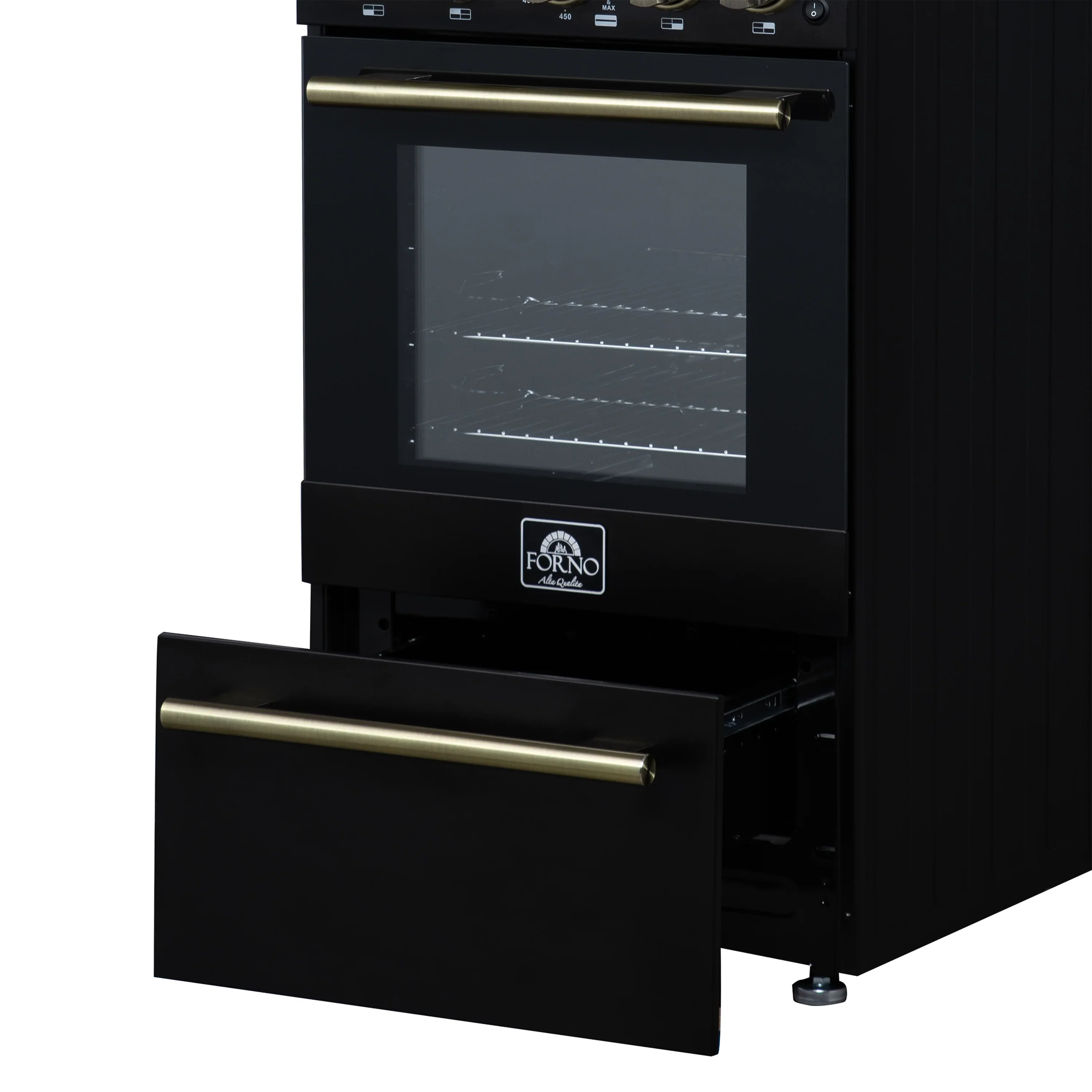 Forno Lamazze 20-Inch Freestanding Gas Range in Black with Antique Brass Trim (FFSGS6265-20BLK) - Image 13