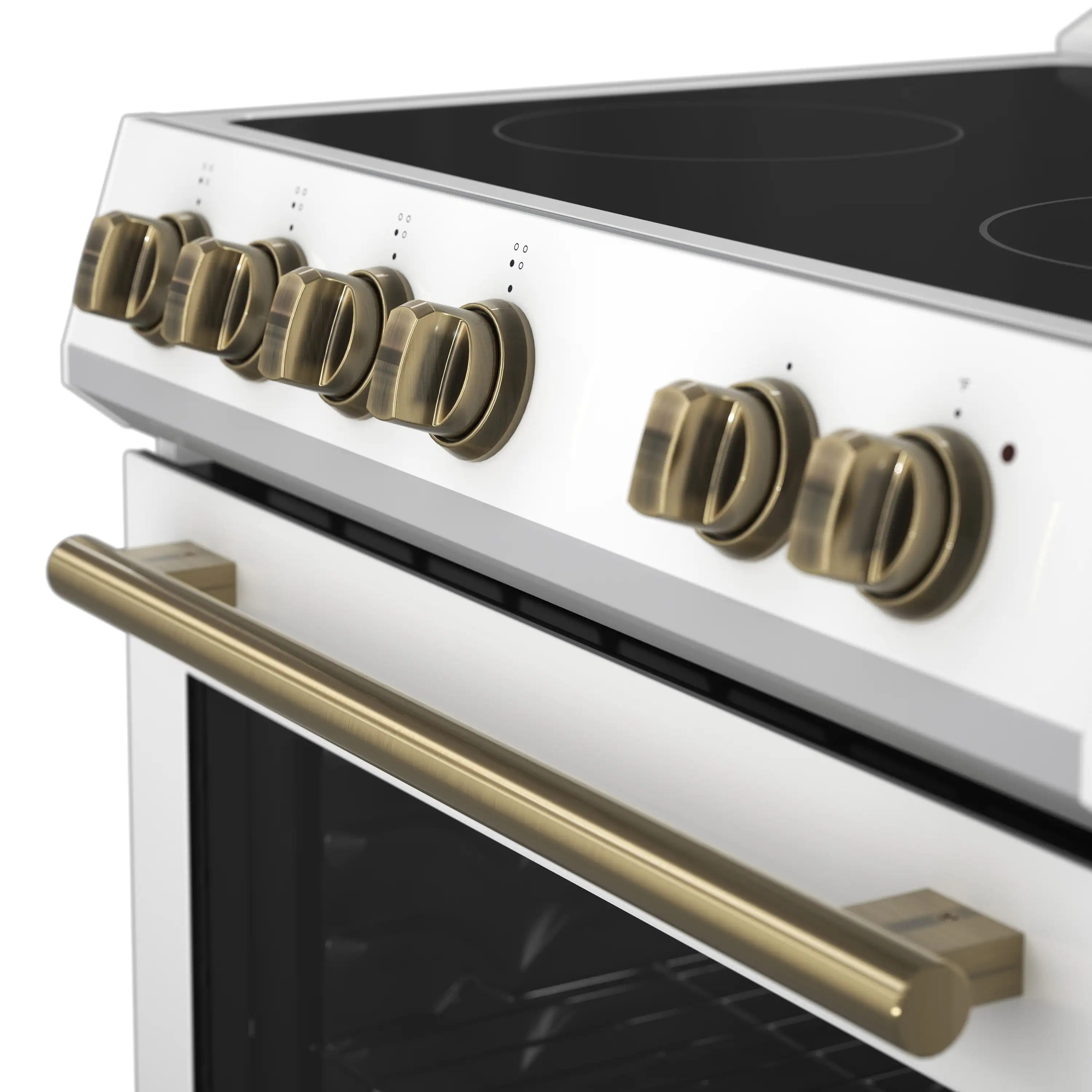 Forno Leonardo Espresso 30-Inch Electric Range with 5.0 cu. Ft. Electric Oven in White in Antique Brass Trim (FFSEL6012-30WHT) - Image 6