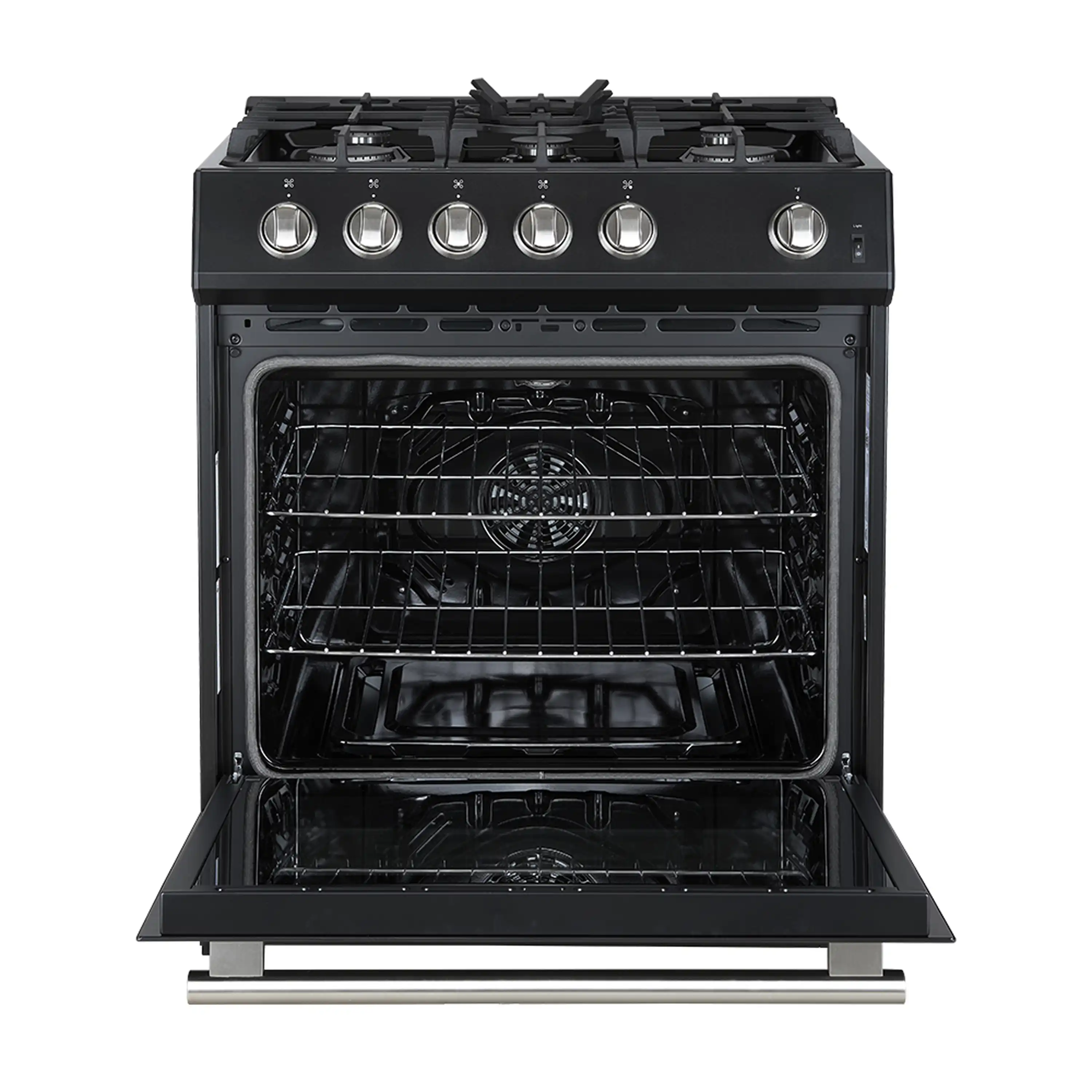 Forno Leonardo Espresso 30-Inch Gas Range in Black with Stainless Steel Handle (FFSGS1116-30BLK) - Image 4