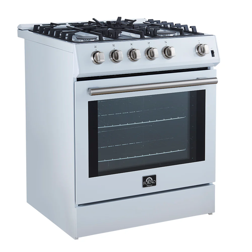 Forno Leonardo Espresso 30-Inch Gas Range in White with Stainless Steel Handle (FFSGS1116-30WHT) - Image 3