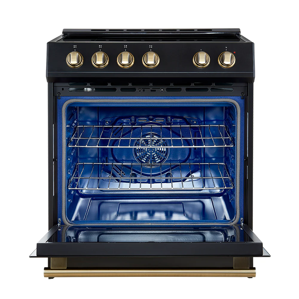 Forno Leonardo Espresso 30-Inch Induction Range in Black with Antique Brass Trim (FFSIN0982-30BLK) - Image 3