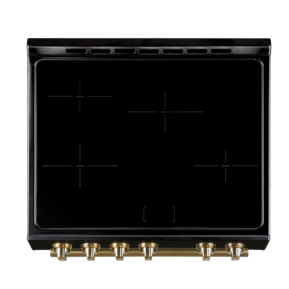 Forno Leonardo Espresso 30-Inch Induction Range in Black with Antique Brass Trim (FFSIN0982-30BLK) - Image 5