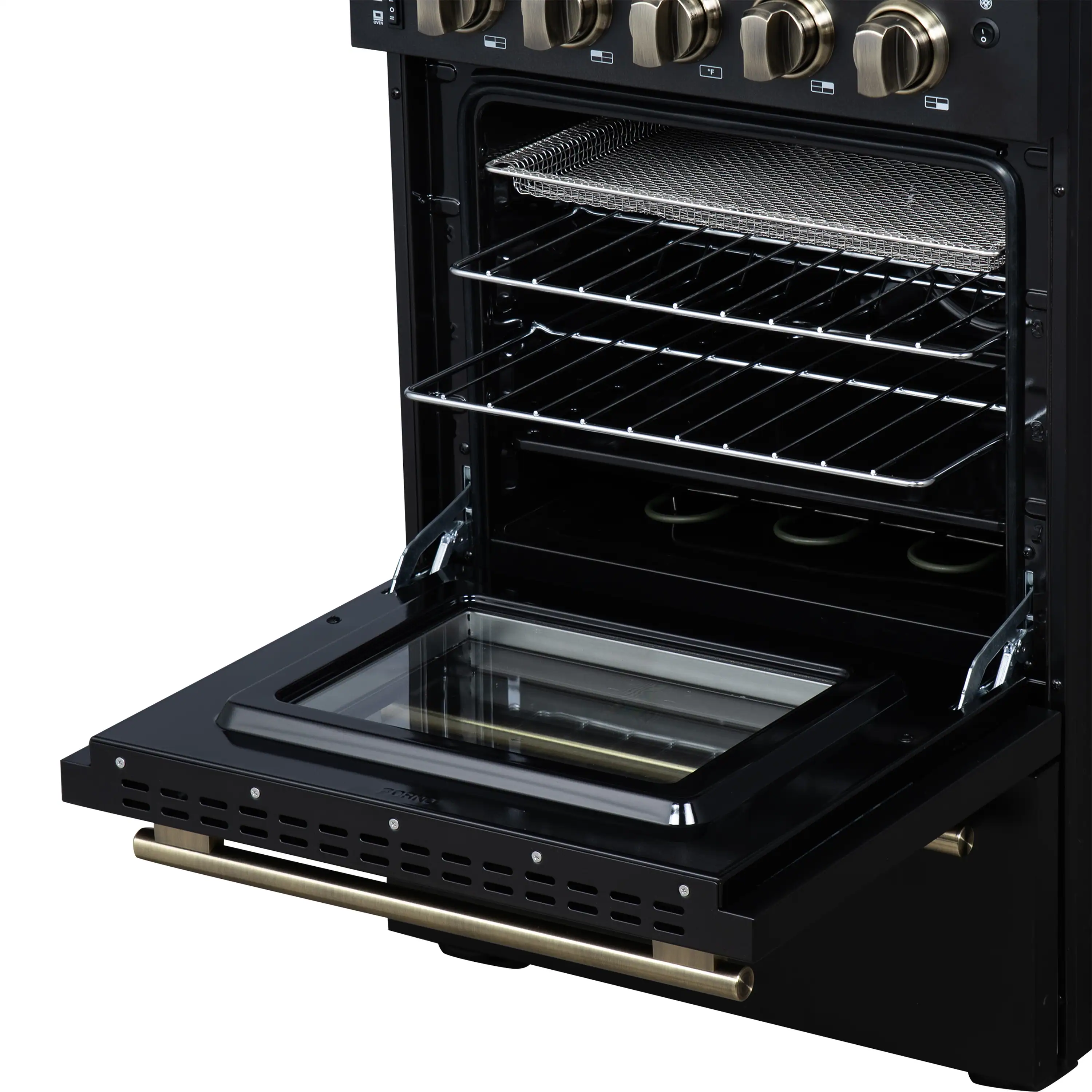 Forno Loiano 24-Inch Freestanding Electric Range in Black with Antique Brass Trim (FFSEL6069-24BLK) - Image 16