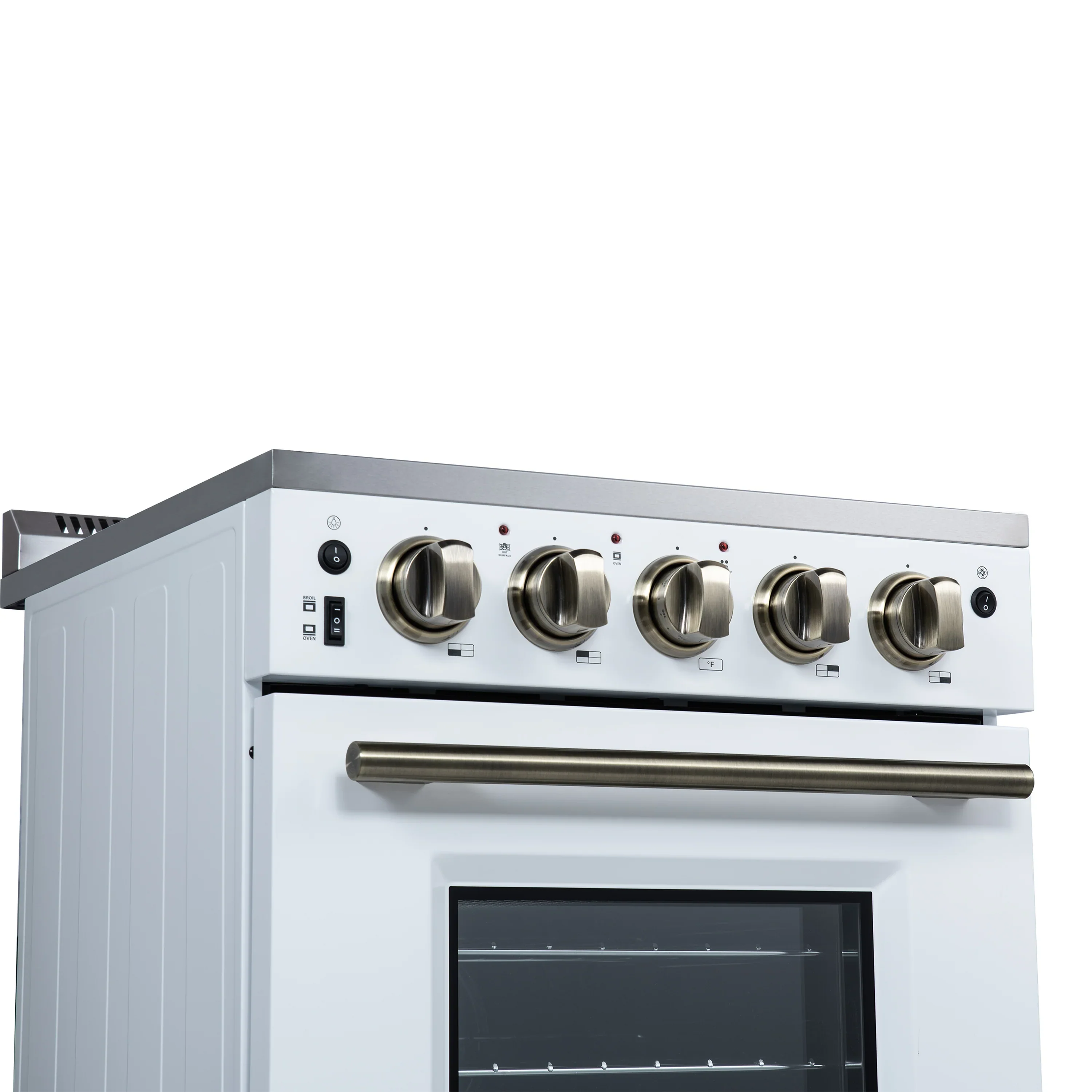 Forno Loiano 24-Inch Freestanding Electric Range in White with Antique Brass Trim (FFSEL6069-24WHT) - Image 15