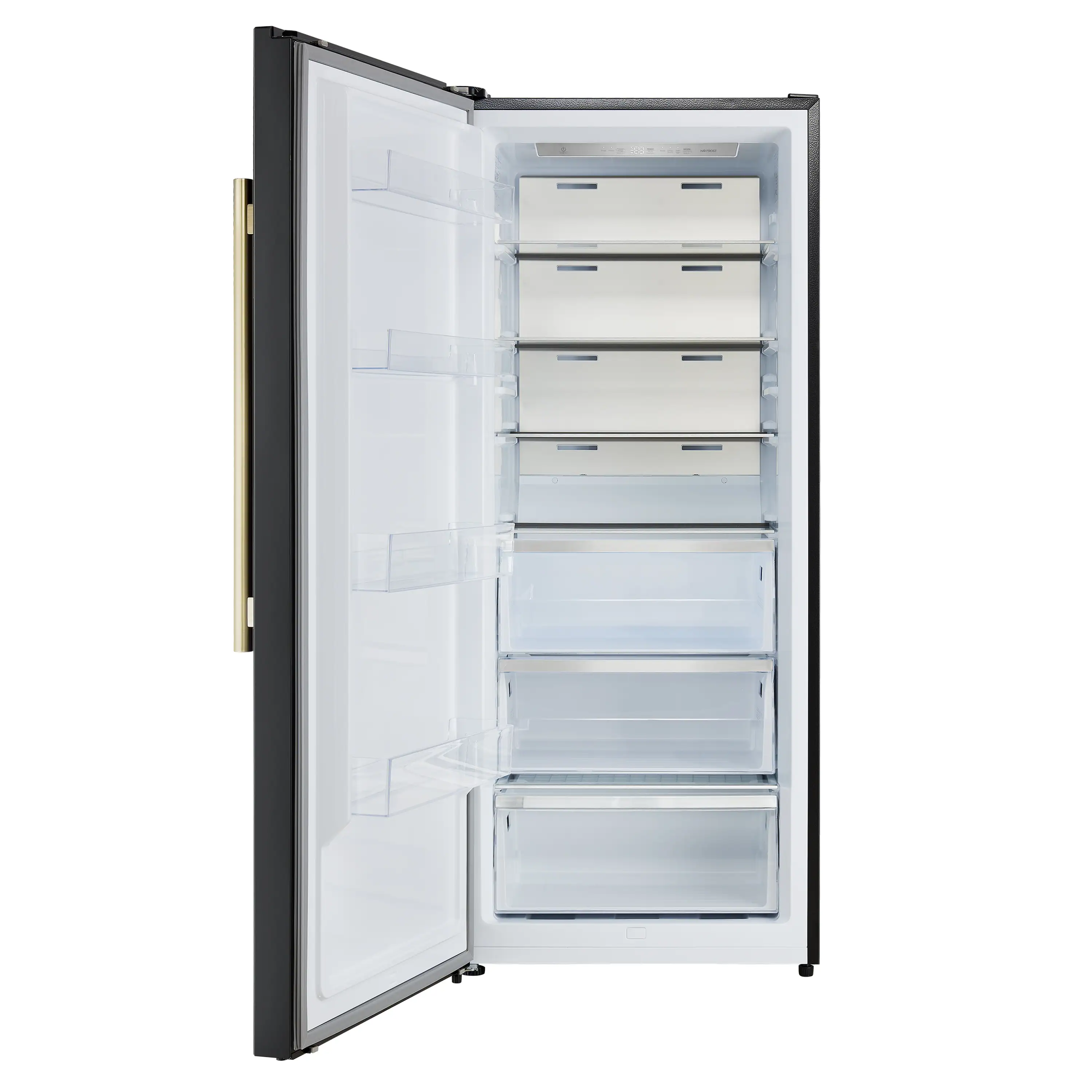 Forno Maderno 28-Inch 13.6 Cu.Ft. Convertible Upright Freezer/Refrigerator in Black with Antique Brass Handle, Left Swing (FFFFD1722-28BLK-LS) - Image 5
