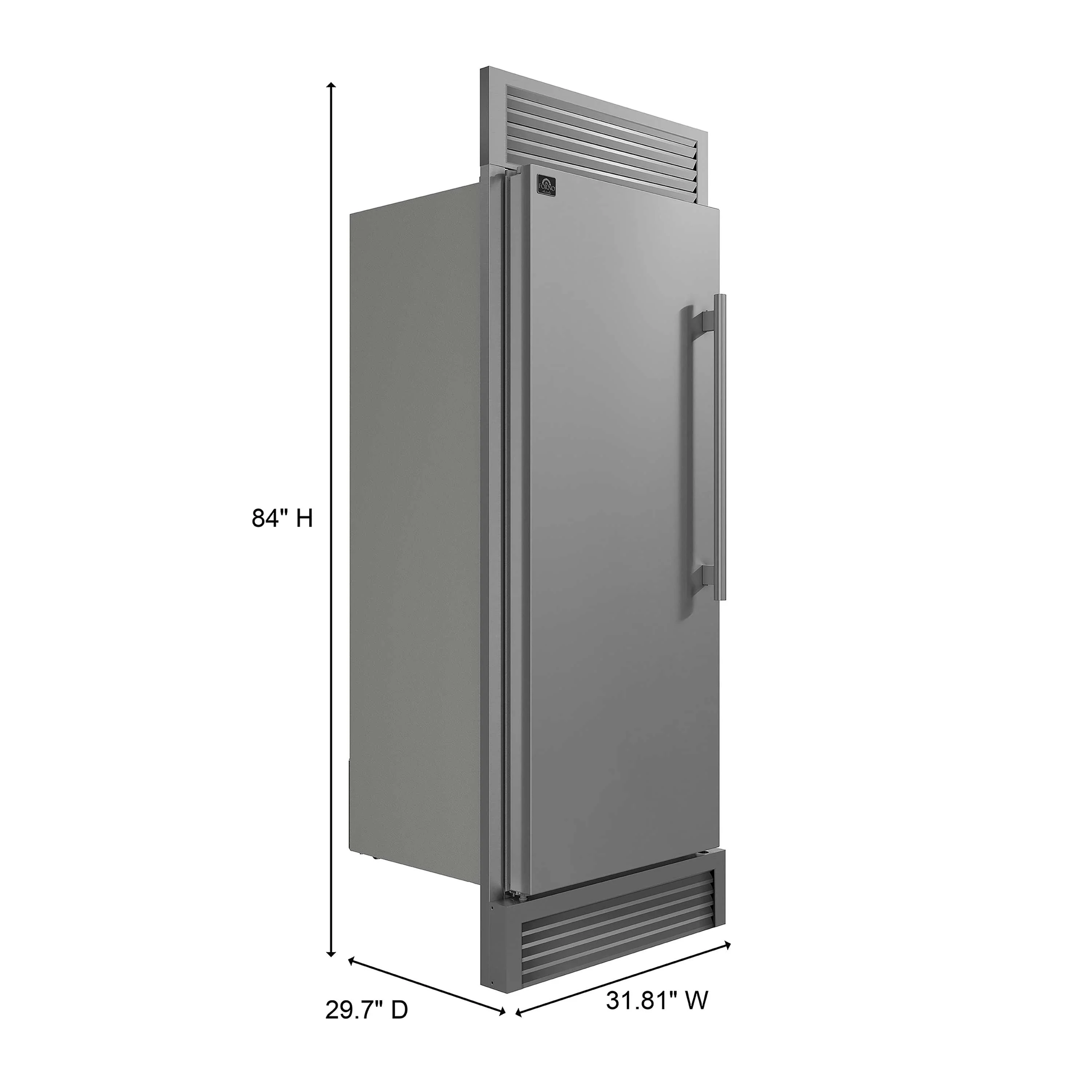 Forno Maderno 28-Inch Built-In 13.6 Cu.Ft. Convertible Refrigerator in Stainless Steel, Left Swing with Decorative Grille (FFFFD1722-32LSG) - Image 11