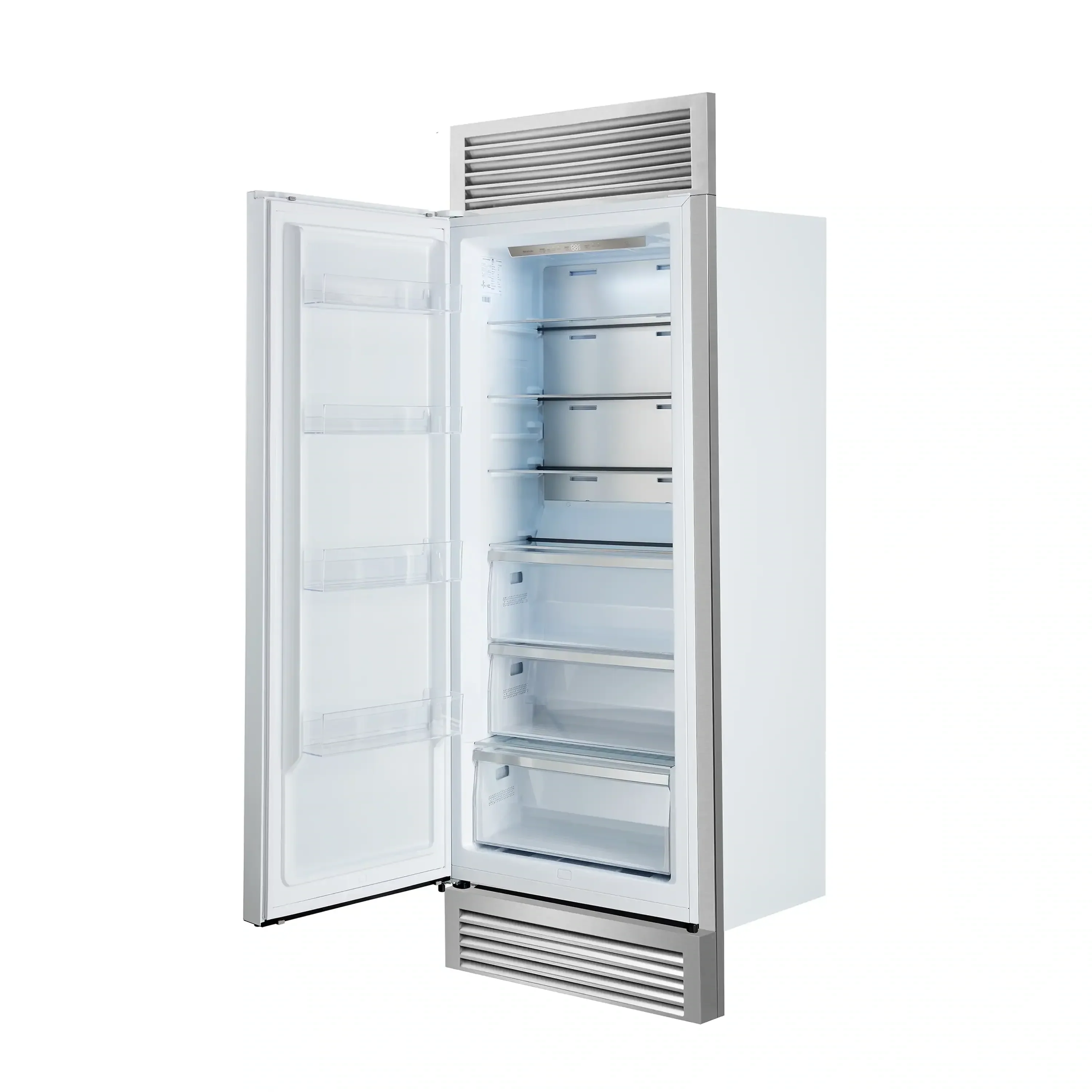 Forno Maderno 28-Inch Built-In 13.6 Cu.Ft. Convertible Refrigerator in White with Antique Brass Handle, Left Swing with Decorative Grille (FFFFD1722-32LSG-WHT) - Image 5