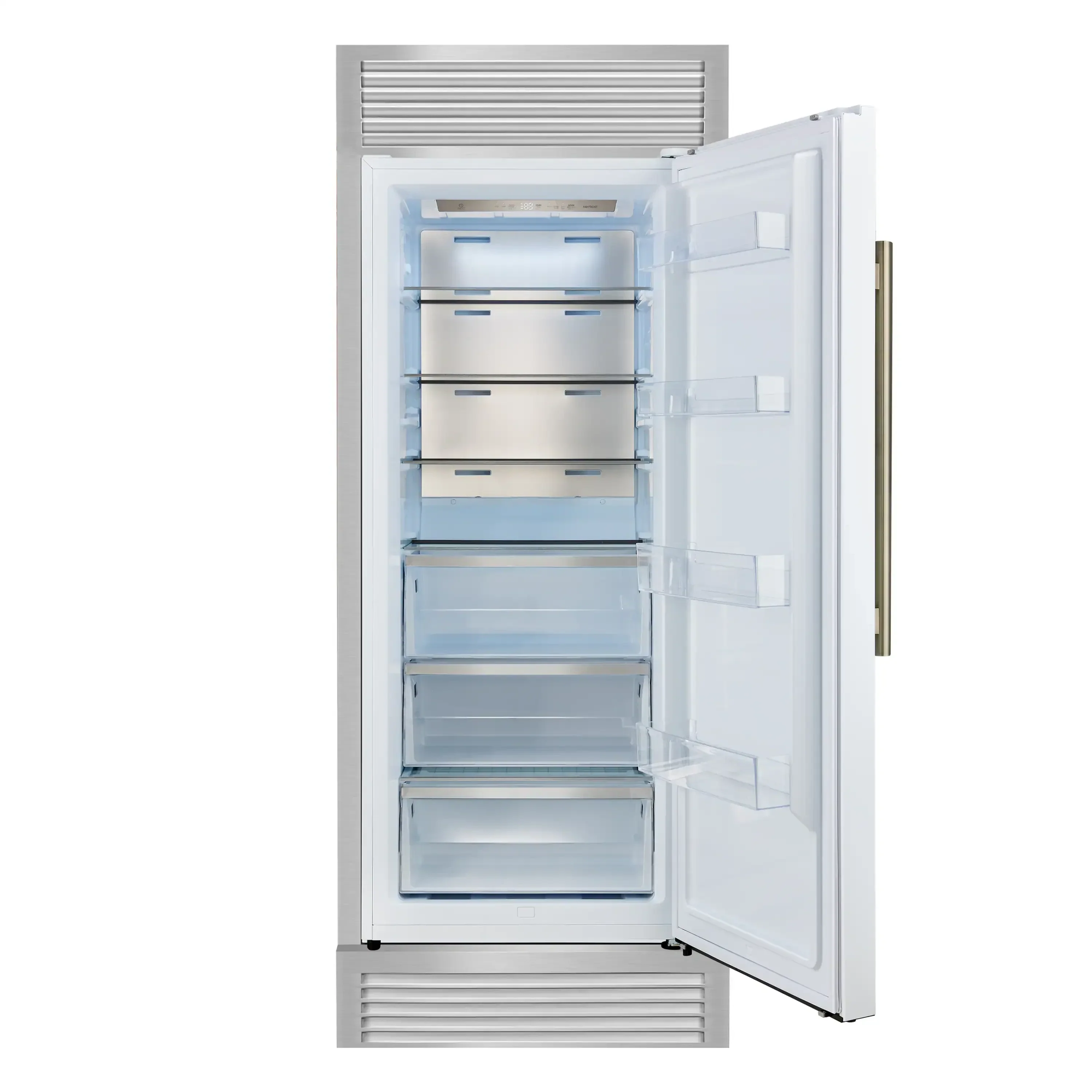 Forno Maderno 28-Inch Built-In 13.6 Cu.Ft. Convertible Refrigerator in White with Antique Brass Handle, Right Swing with Decorative Grille (FFFFD1722-32RSG-WHT) - Image 4