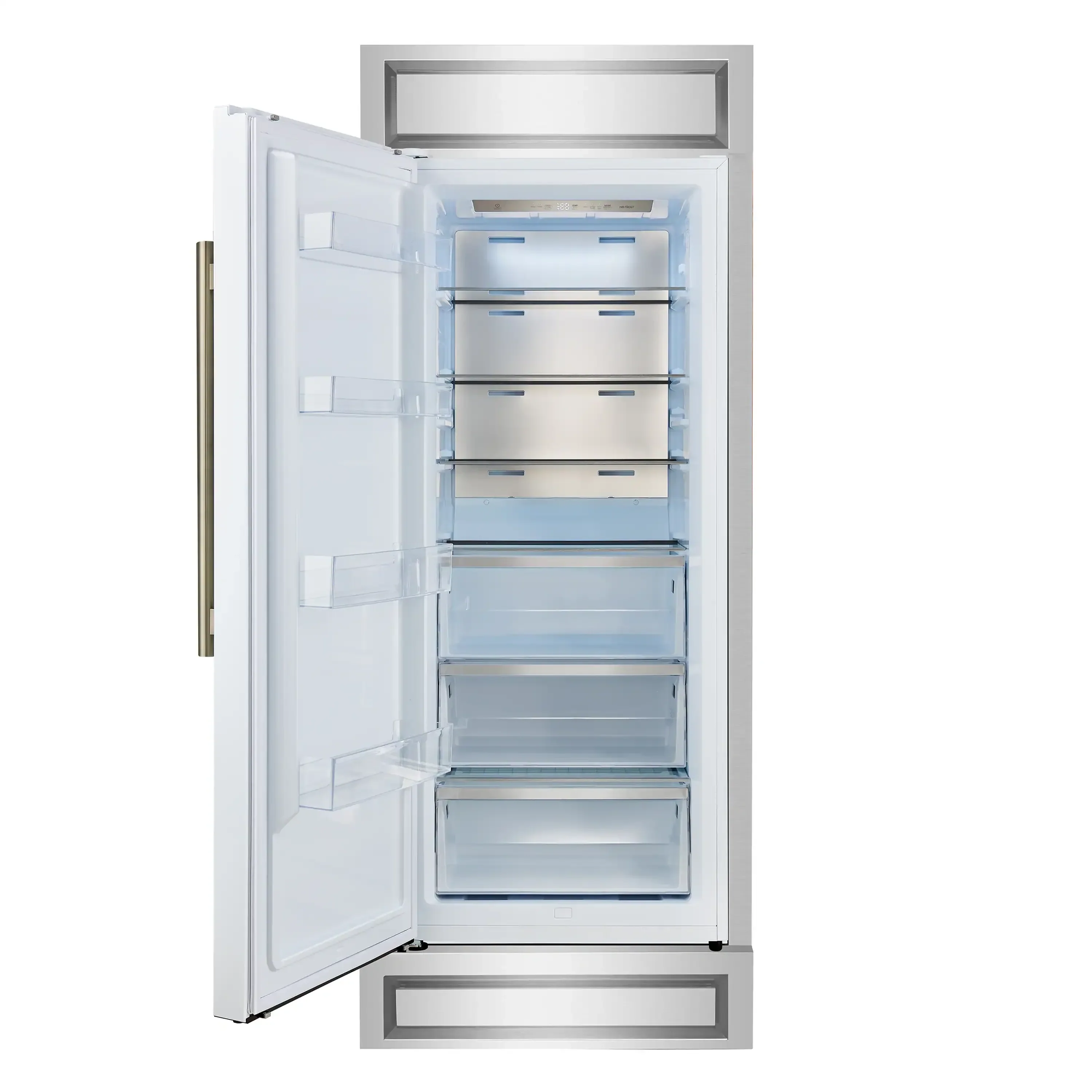 Forno Maderno 28-Inch Built-In 13.6 Cu.Ft. Convertible Refrigerator in White with Antique Brass Handle, Left Swing with Decorative Grille (FFFFD1722-32LMG-WHT) - Image 3