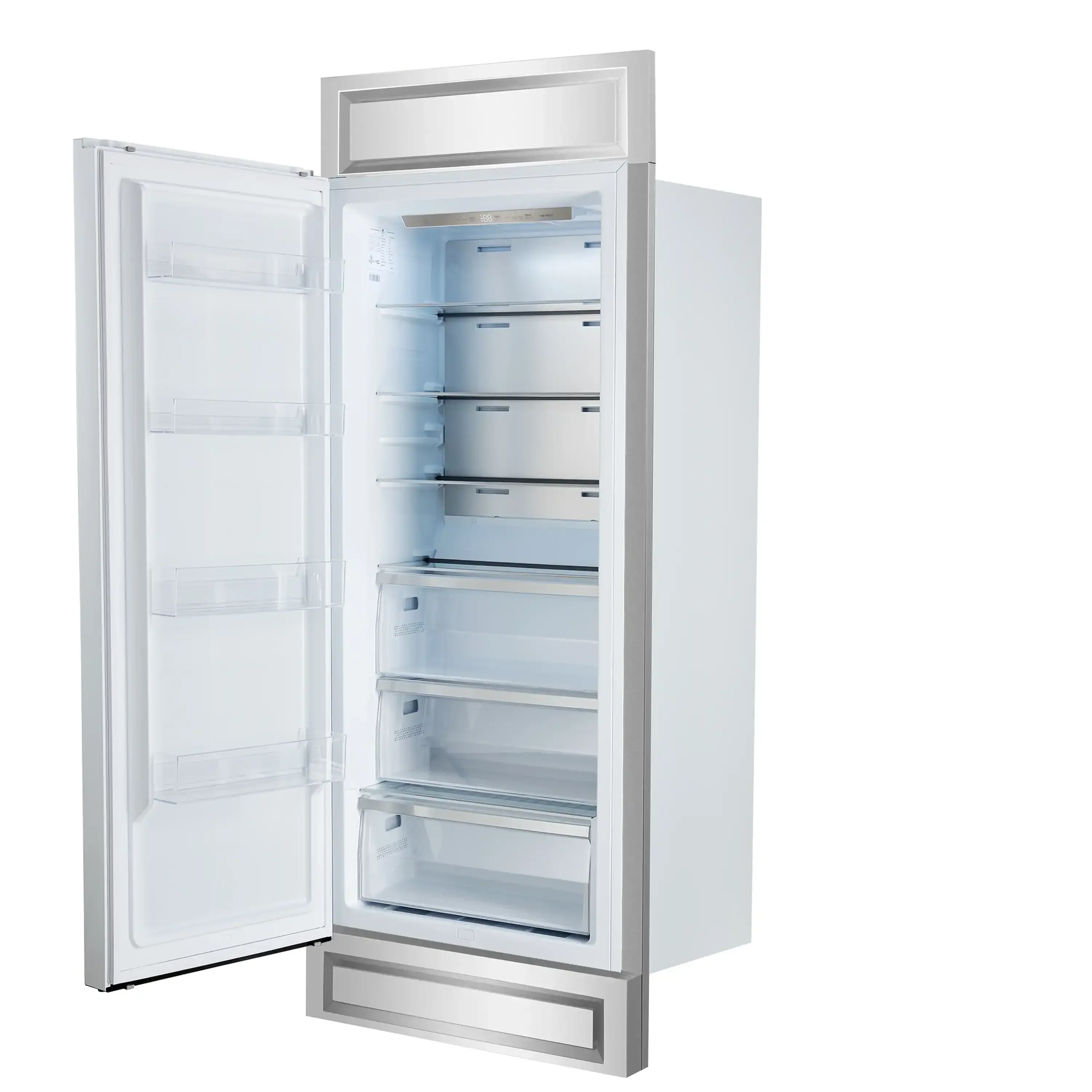 Forno Maderno 28-Inch Built-In 13.6 Cu.Ft. Convertible Refrigerator in White with Antique Brass Handle, Left Swing with Decorative Grille (FFFFD1722-32LMG-WHT) - Image 4