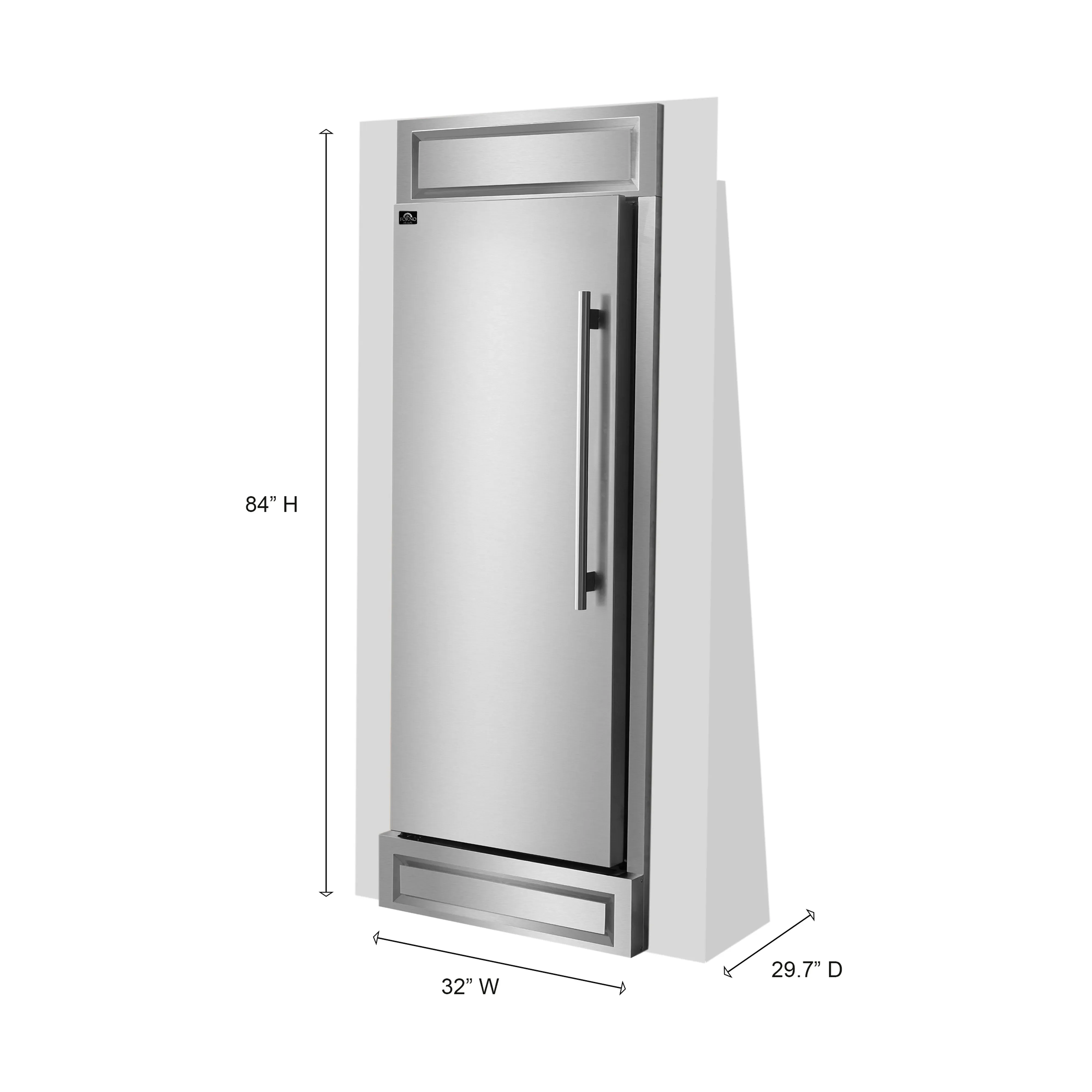 Forno Maderno 28-Inch Convertible Built-In Refrigerator/Freezer with 4-Inch Decorative Grille Trim, 13.6 cu.ft., Left Hinge in Stainless Steel (FFFFD1722-32LS) - Image 12