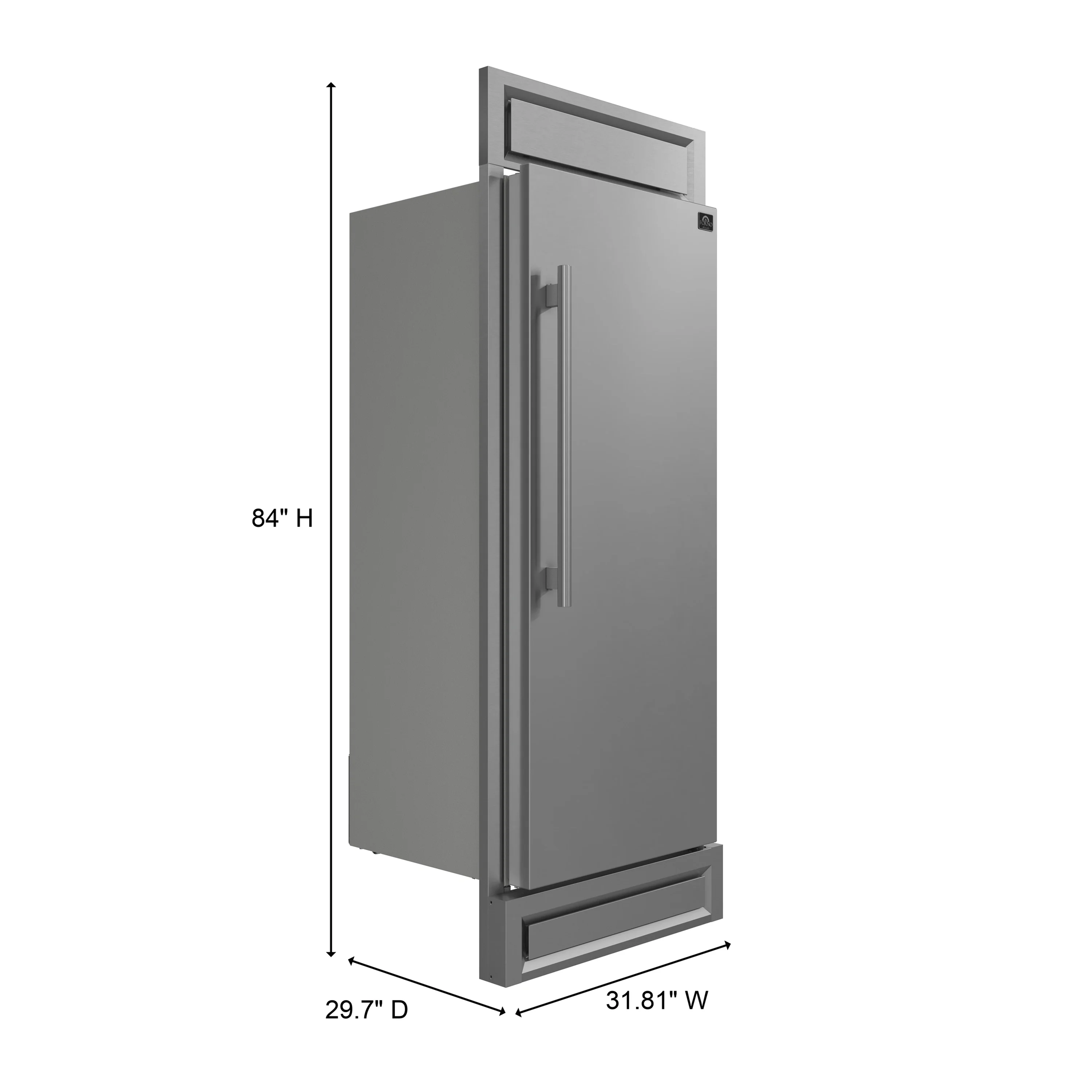 Forno Maderno 28-Inch Convertible Built-In Refrigerator/Freezer with 4-Inch Decorative Grille Trim, 13.6 cu.ft., Right Hinge in Stainless Steel (FFFFD1722-32RS) - Image 13